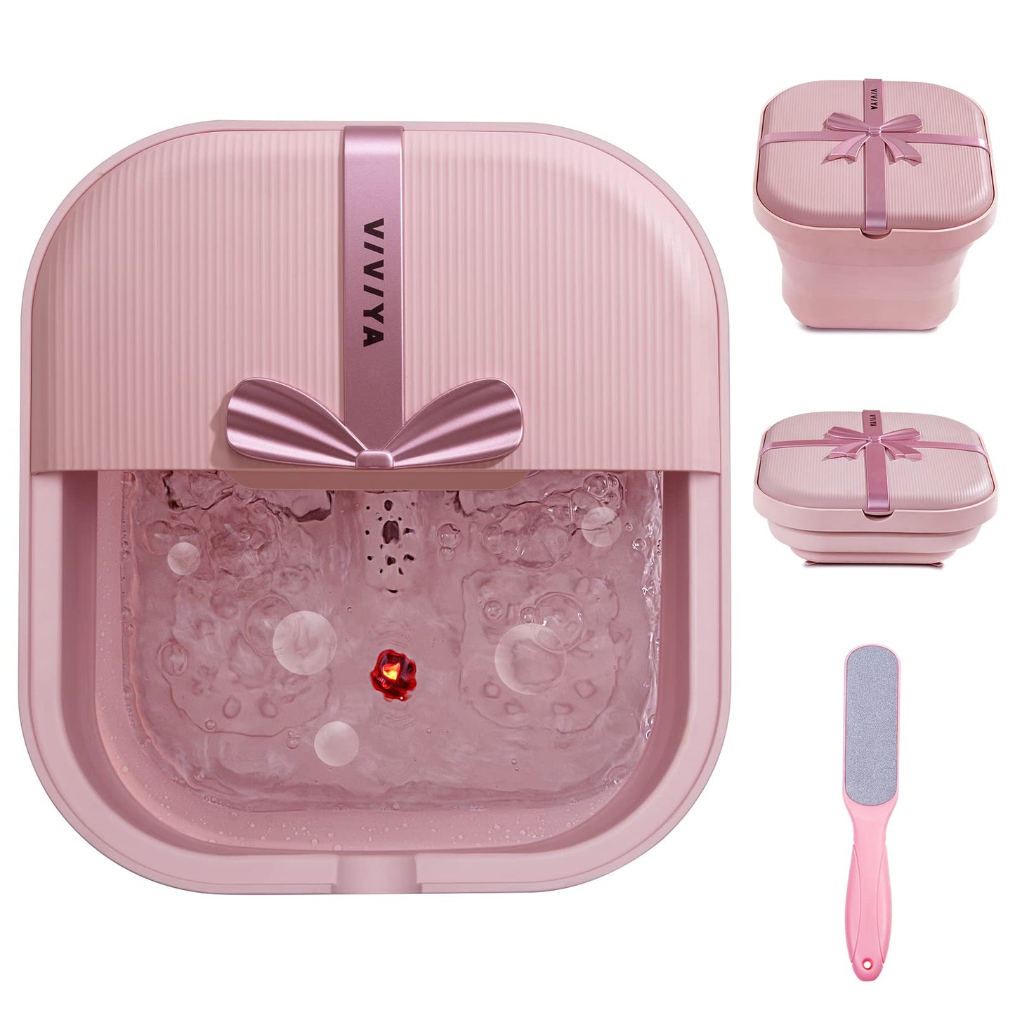 Spa de Baño Plegable VIVIYA con Rodillos de Calor y Masaje, Luz LED y Chorros de Burbujas para Uso Doméstico