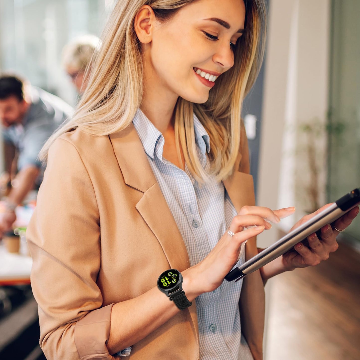 Correa Trenzada Magnética Compatible con Samsung Galaxy Watch 7/FE/6/5/4 de 40mm 44mm, Galaxy Watch Active 2, Gear Sport, Galaxy Watch 6 4 Classic, Correa Elástica de Nailon de 20mm