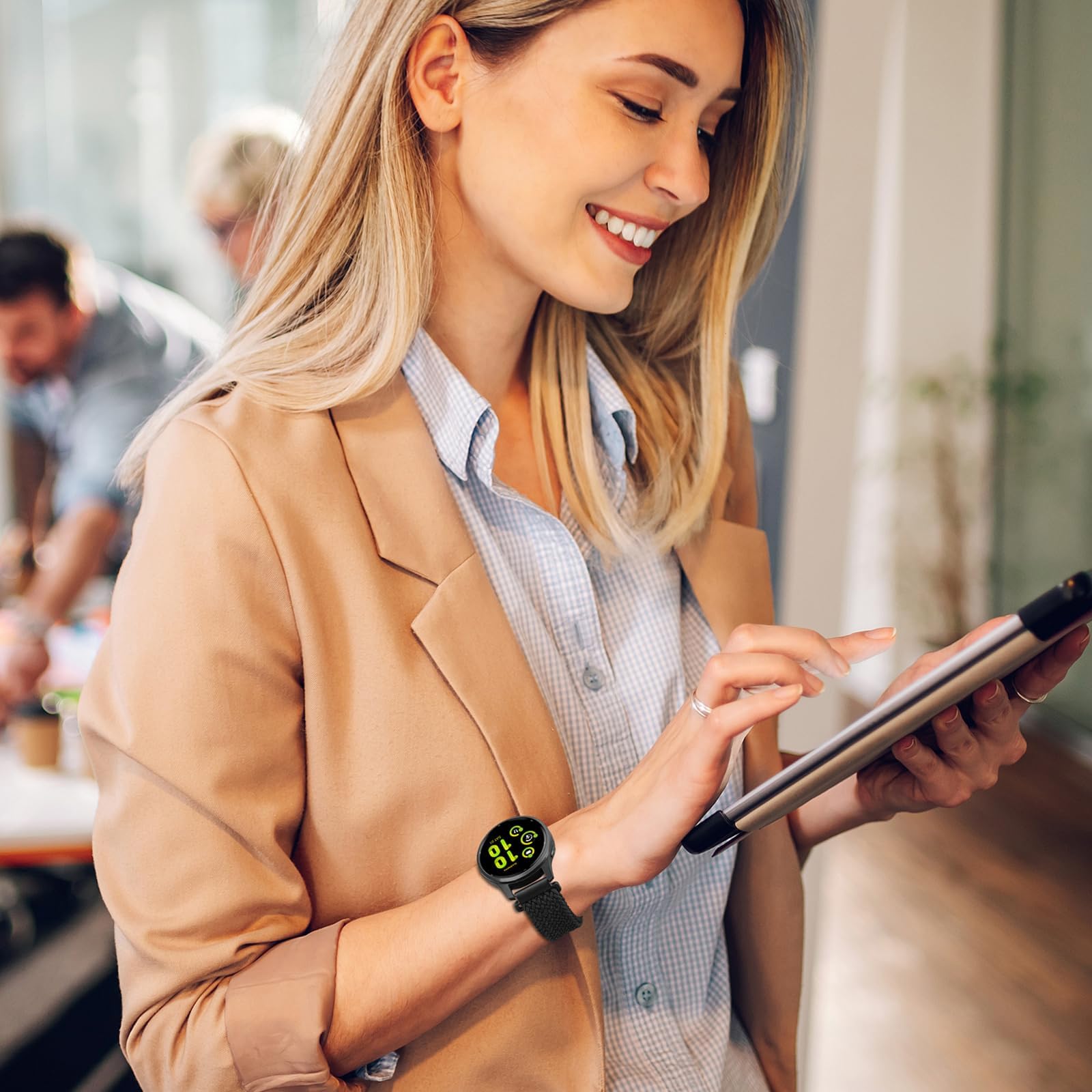 Correa Trenzada Magnética Compatible con Samsung Galaxy Watch 7/FE/6/5/4 de 40mm 44mm, Galaxy Watch Active 2, Gear Sport, Galaxy Watch 6 4 Classic, Correa Elástica de Nailon de 20mm