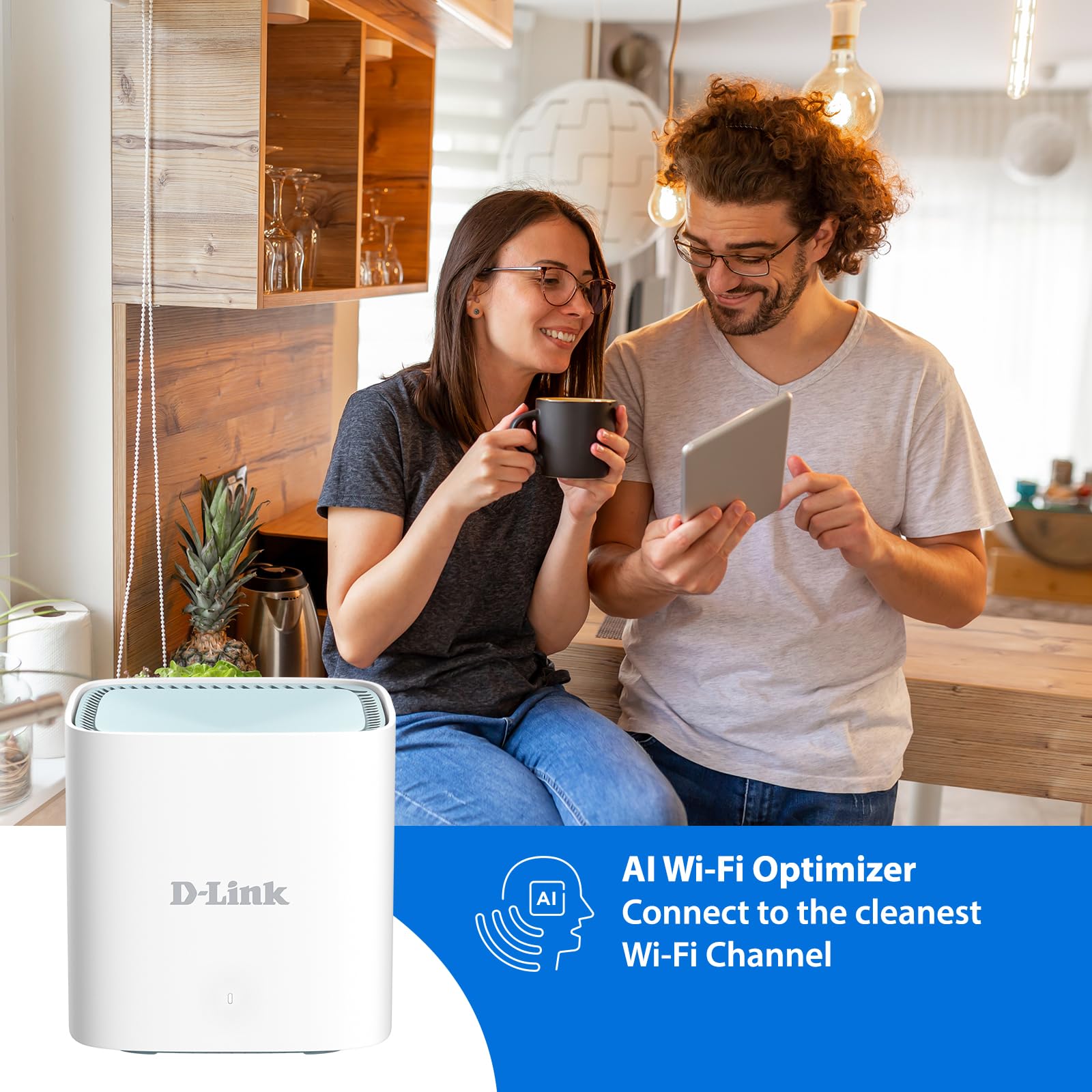 D-Link M15/2 Eagle Pro AI Mesh WiFi 6 Router System (2 Unidades) AX1500 - Paquete múltiple para Red inalámbrica Inteligente de Internet, Control de Voz