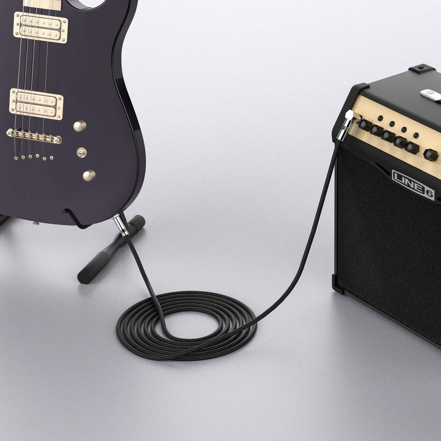 Cable Guitarra de Instrumento,New Bee Eléctrico Amplificador de Bajo,Adaptador de Audio Estéreo Balanceado Macho a Macho Cable Trenzado de Nailon,Accesorios para Instrumentos Musicales