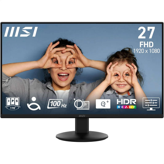 MSI PRO MP272L Monitor de oficina FHD de 27 pulgadas, panel IPS de 1920 x 1080, sin marco de 4 lados, frecuencia de actualización de 100 Hz, pantalla amigable con los ojos, inclinación ajustable, HDMI