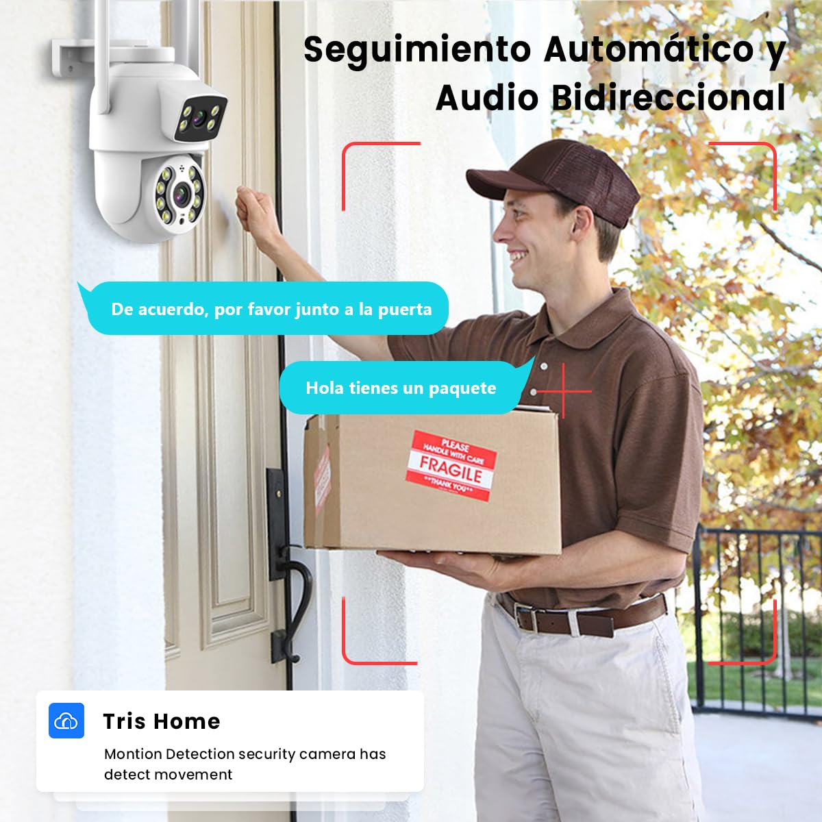 Cámara de Seguridad Exterior EASYTAO 2K 3MP Wifi Doble Lente IP66 con Audio Bidireccional y Visión Nocturna Compatible Alexa