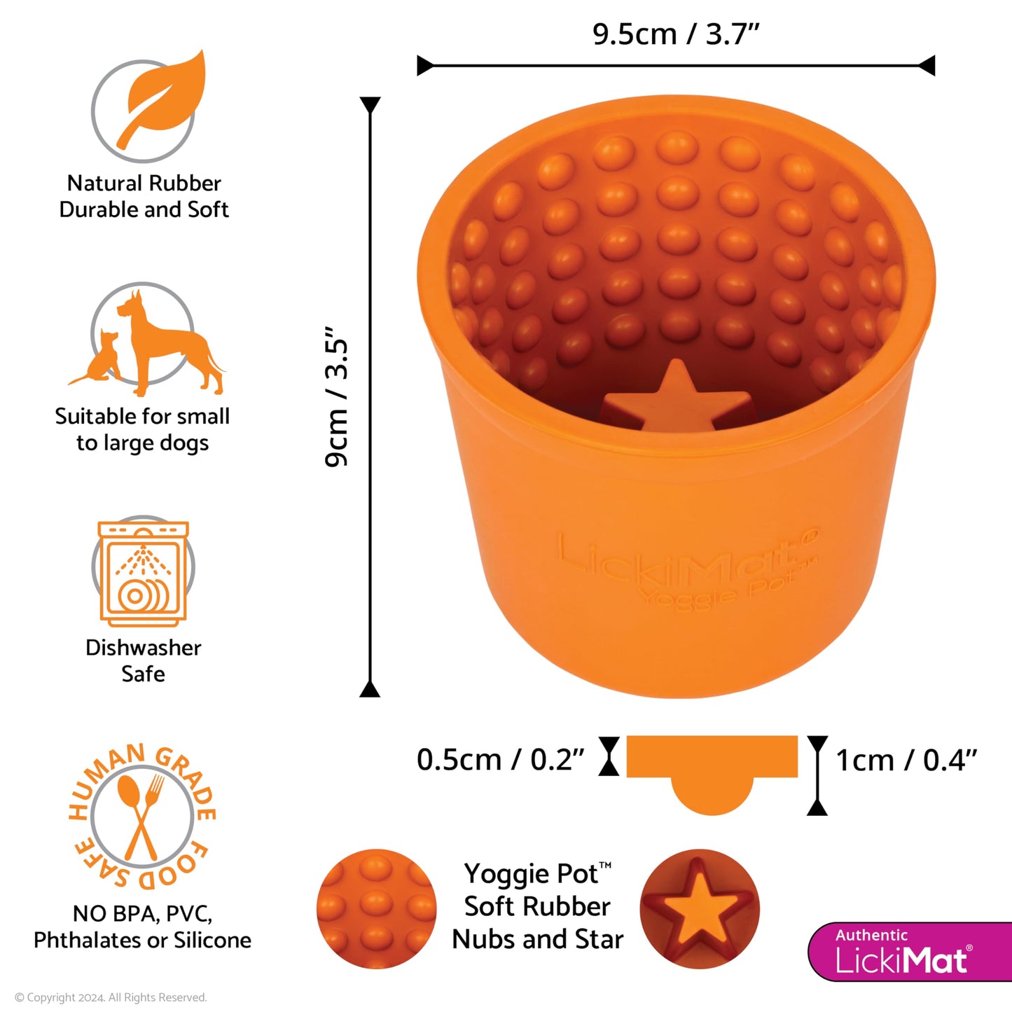 LICKIMAT Yoggie Pot - Distracción, diversión y enriquecimiento Dispensador de goma de larga duración para todos los tamaños de perros y alimentador lento para perros pequeños. The Newest LickiMat