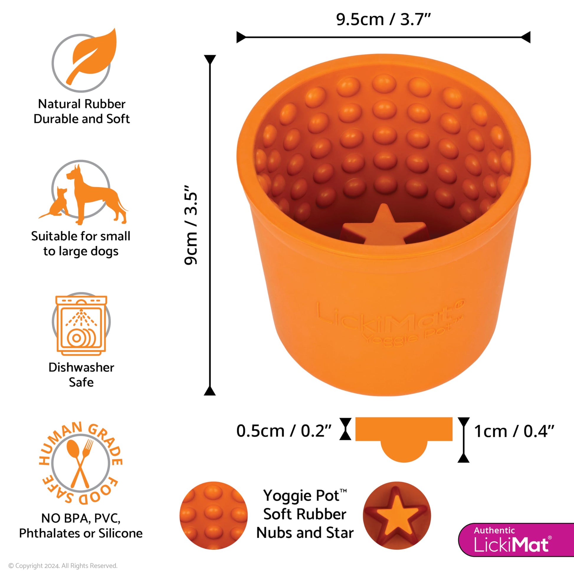 LICKIMAT Yoggie Pot - Distracción, diversión y enriquecimiento Dispensador de goma de larga duración para todos los tamaños de perros y alimentador lento para perros pequeños. The Newest LickiMat