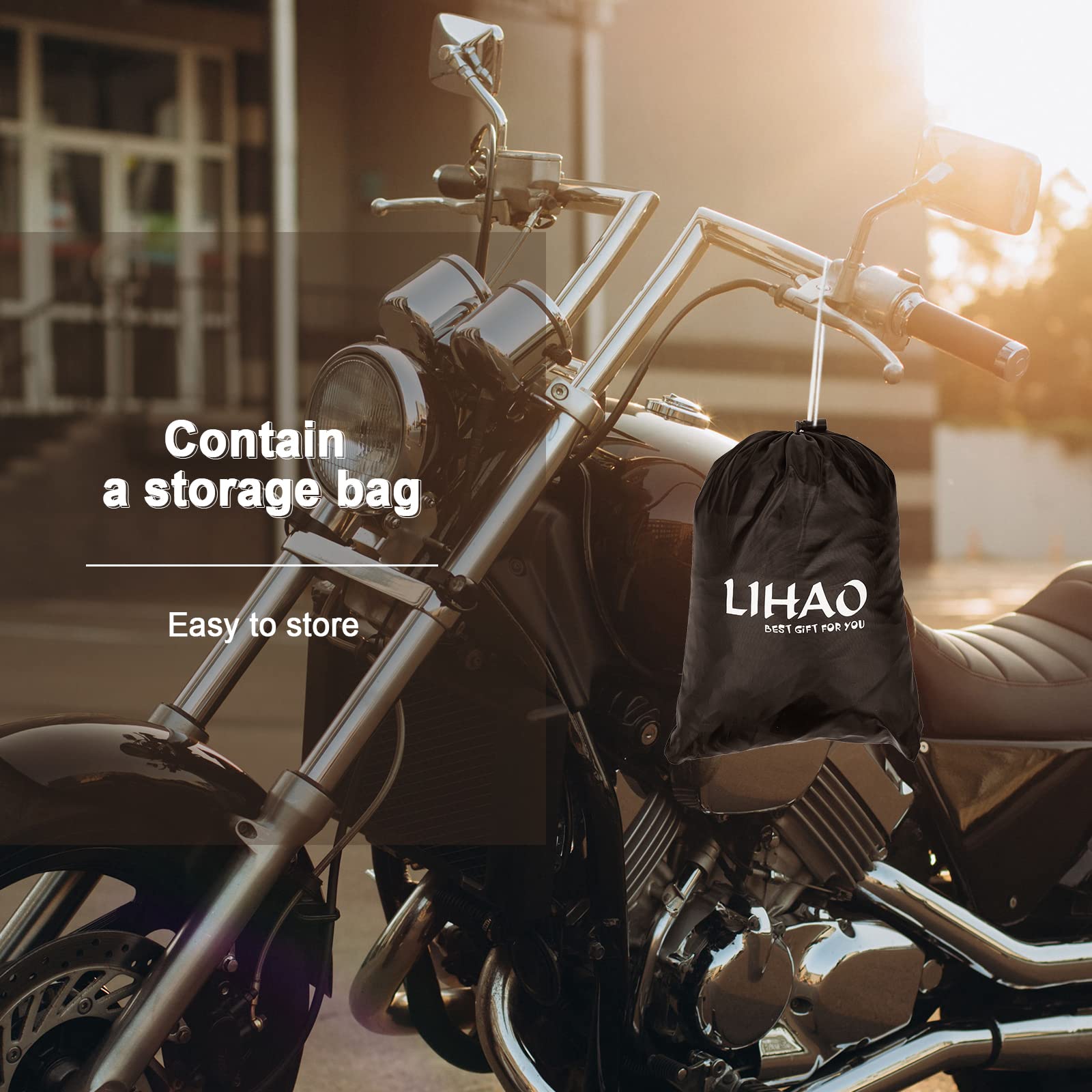 LIHAO Funda Moto 190T Cubierta Impermeable de Motos Funda Protectora Moto Resistente al Agua Polvo Viento y Anti-UV