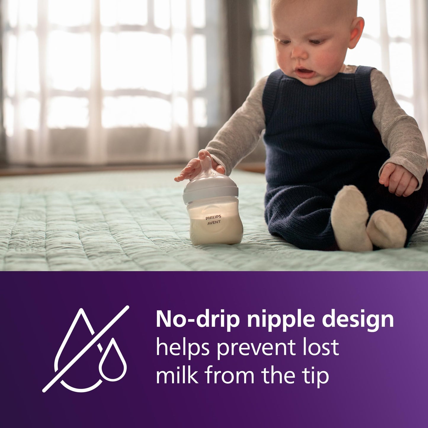Philips Avent Avent - Paquete de 3 biberones Natural Baby Bistec con Tetina Natural Response, Transparente, 120 ml (4 oz)