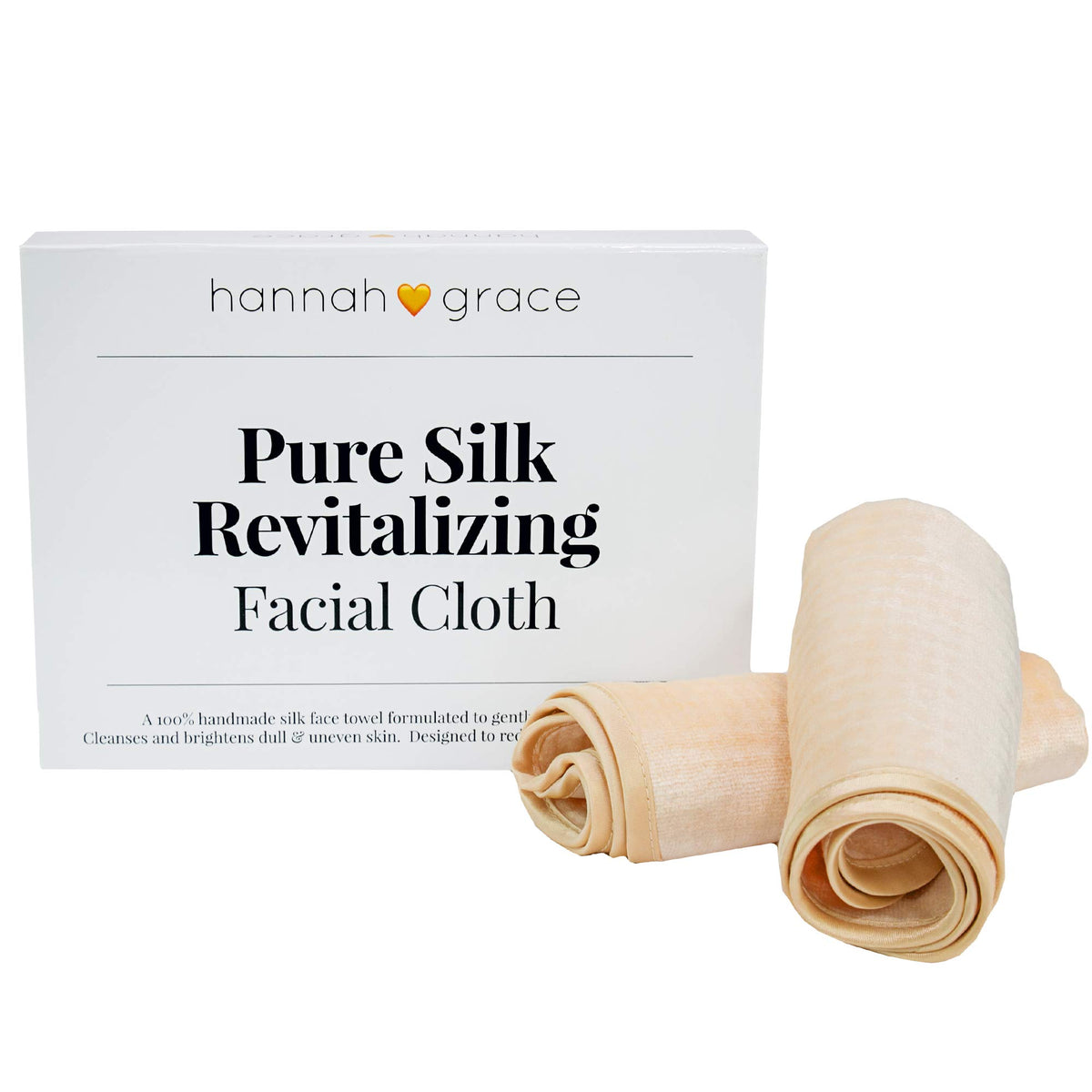 Hannah Grace - Toalla exfoliante facial antienvejecimiento. Promueve una piel sana, suave y luminosa. Toalla facial exfoliante. Paquete de 2 paños purificadores naturales para la cara. 100% seda de morera 6A (champán)