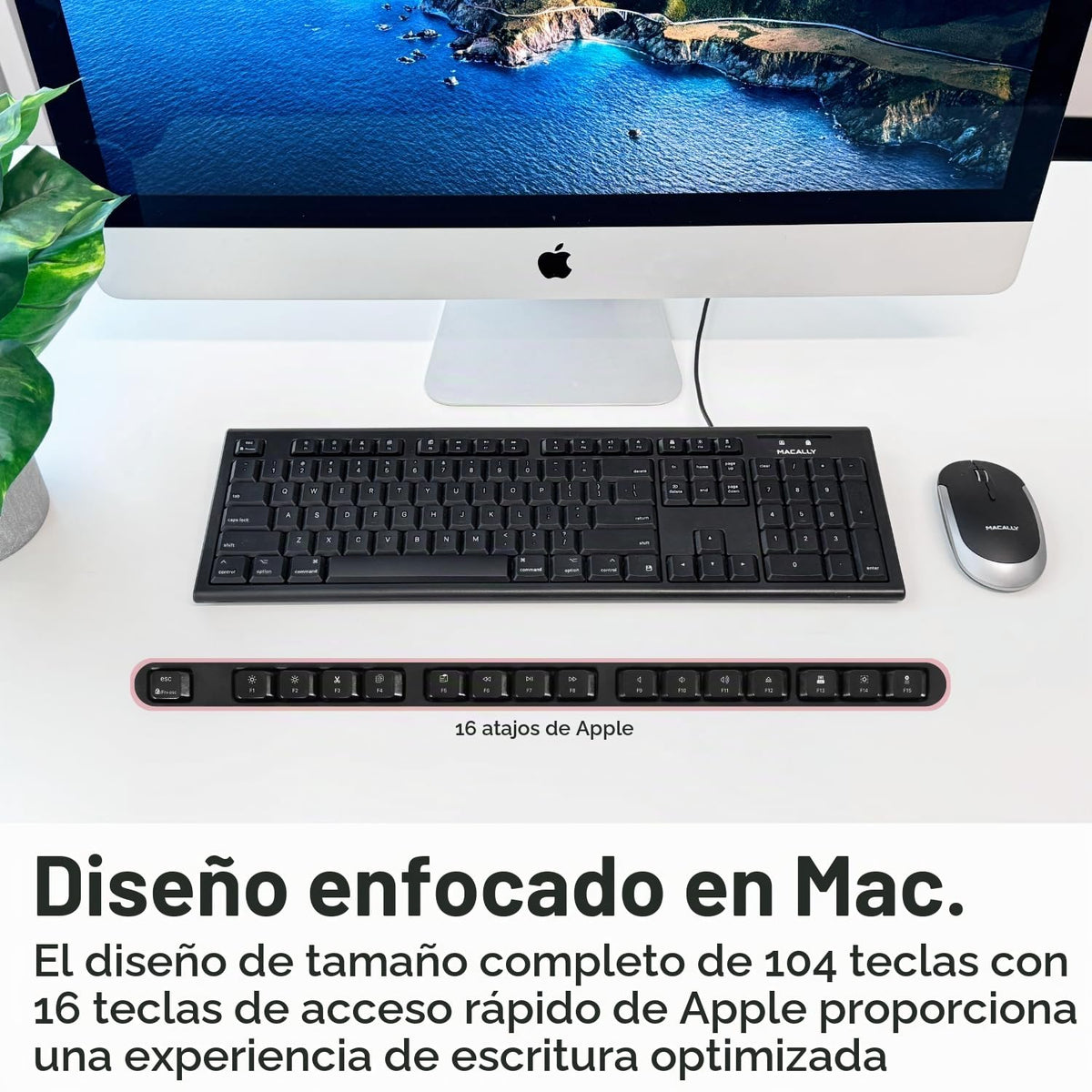Teclado Macally Blanco con Cable y Almohadilla Numérica para Mac