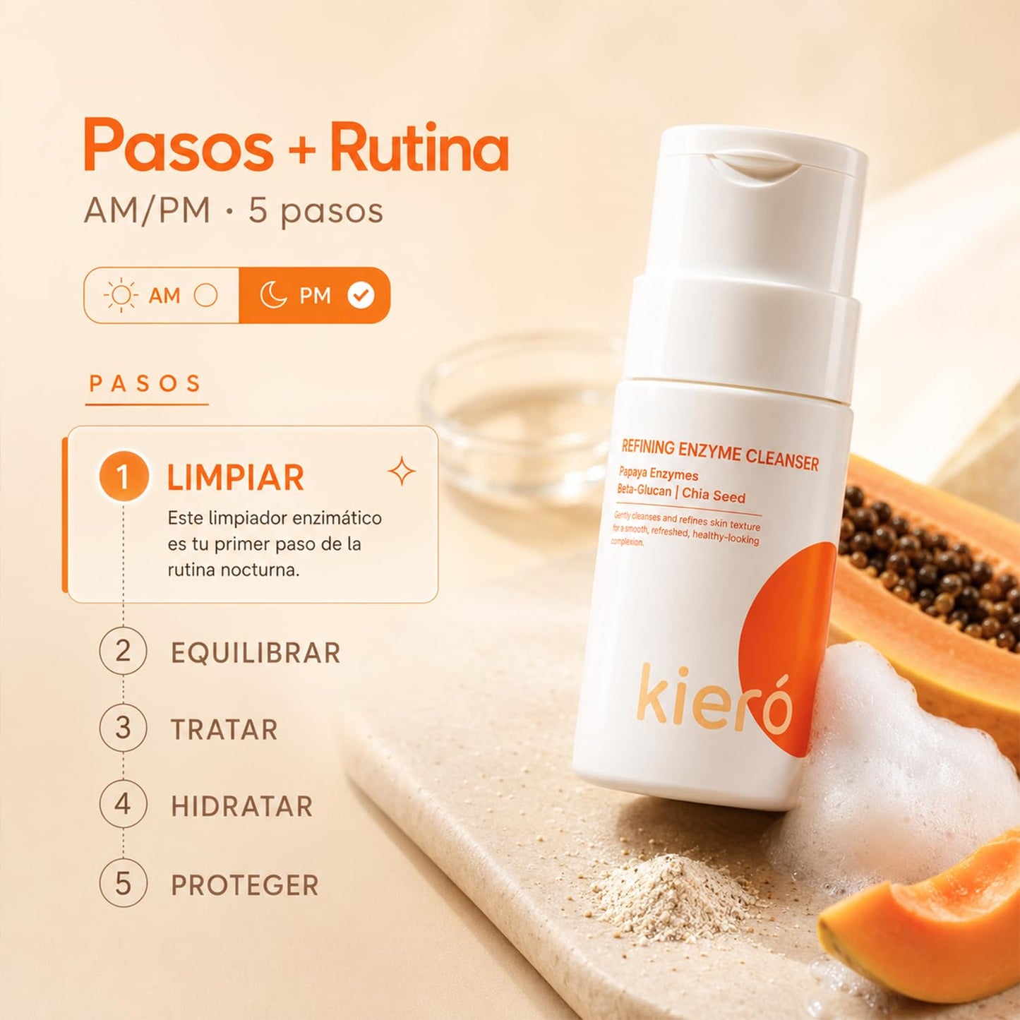 KIERO Limpiador Facial Enzimático en Polvo Refining Enzyme Cleanser 50 g