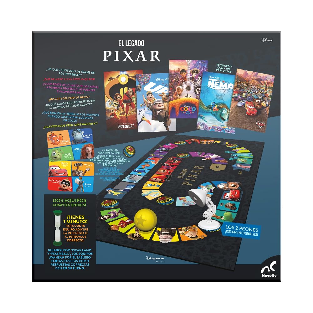 Novelty Corp - Juego de Mesa El Legado Pixar (4+) - Familia - 4-8 Jugadores