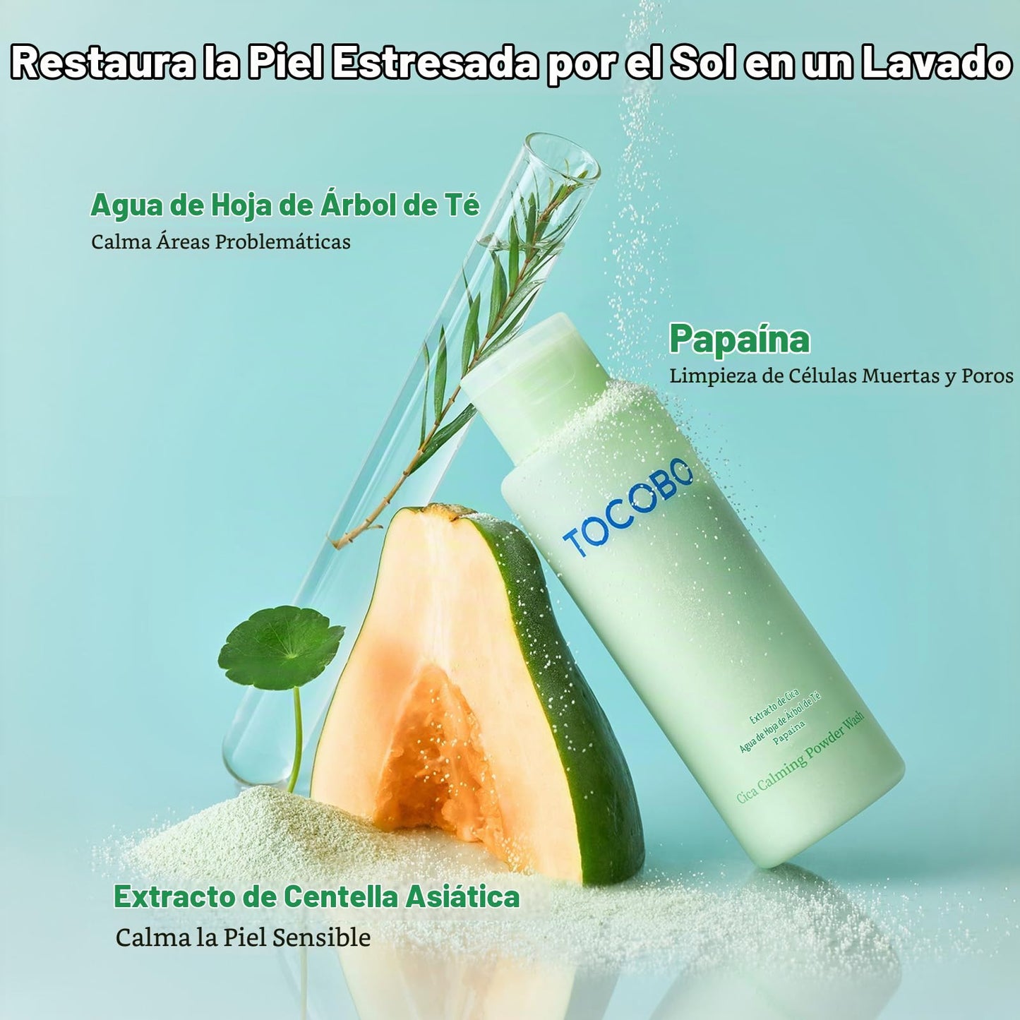 TOCOBO Cica Calming Powder Wash 50 g Limpiador Facial en Polvo Calmante y Exfoliante Suave