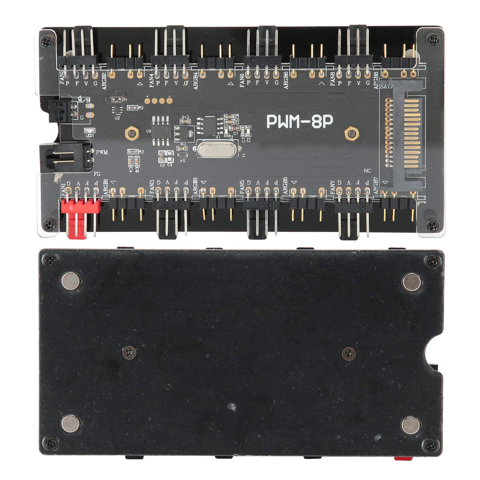 Hub ARGB + PWM, HUB ARGB de 8 vías 5V 3 pines y Hub PWM de ventilador de refrigeración de 8 vías y 4 pines, Iluminación ARGB de 1 vía 5V 3 pines y control remoto