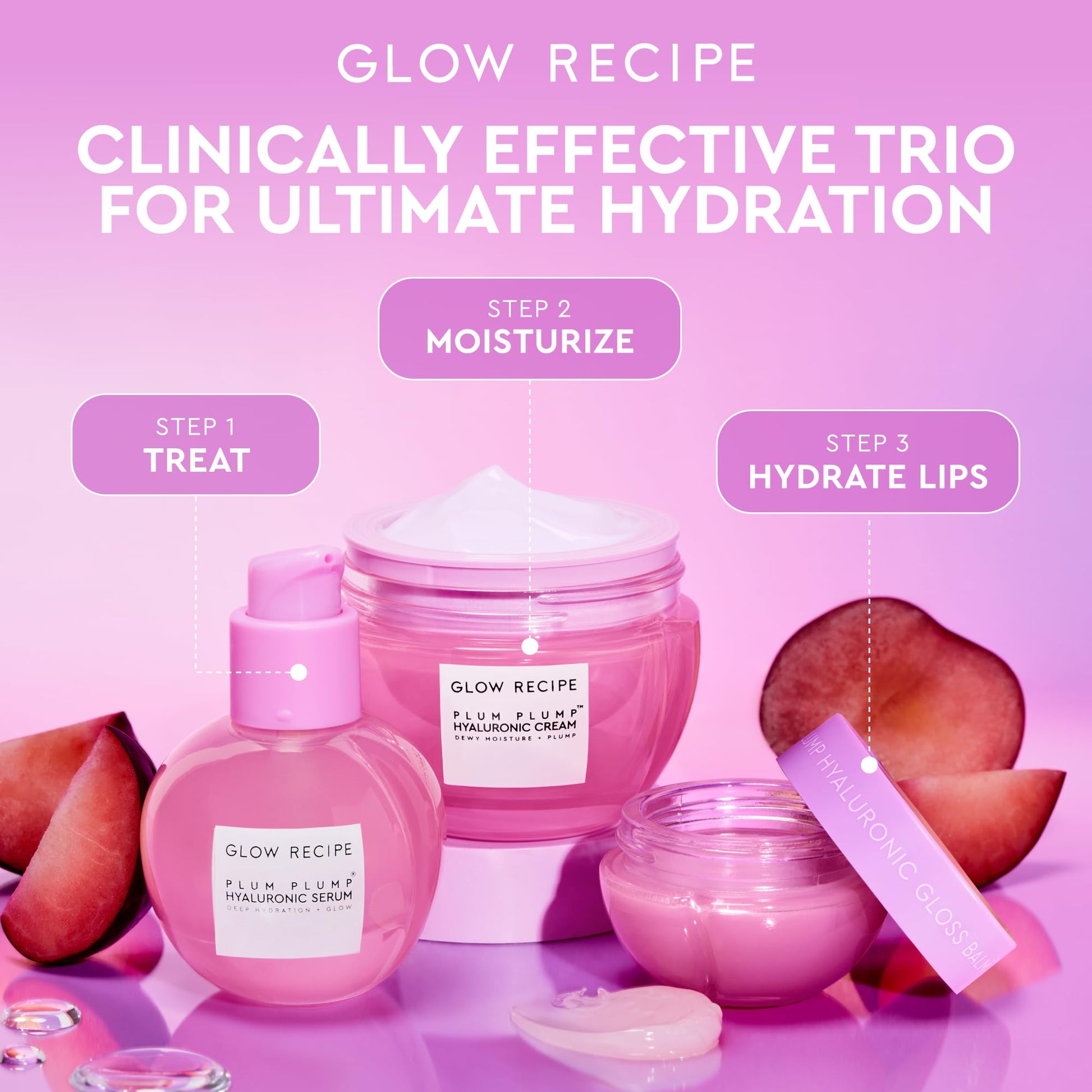 Glow Recipe- Bálsamo labial Plum Plump con ácido hialurónico: mascarilla labial de noche, tratamiento labial o hidratante de alto brillo