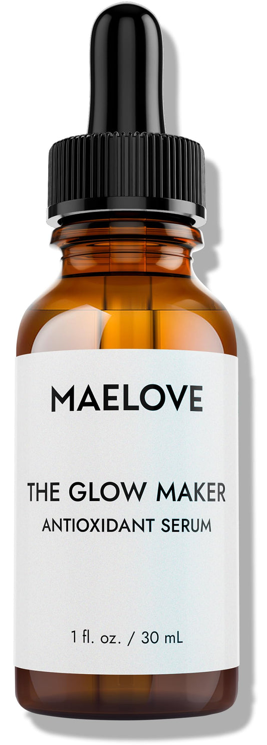Suero de vitamina C, Glow Maker con vitaminas C, E, ácido ferúlico y hialurónico, sin fragancia, galardonado suero facial iluminador e hidratante, 1.0 fl oz