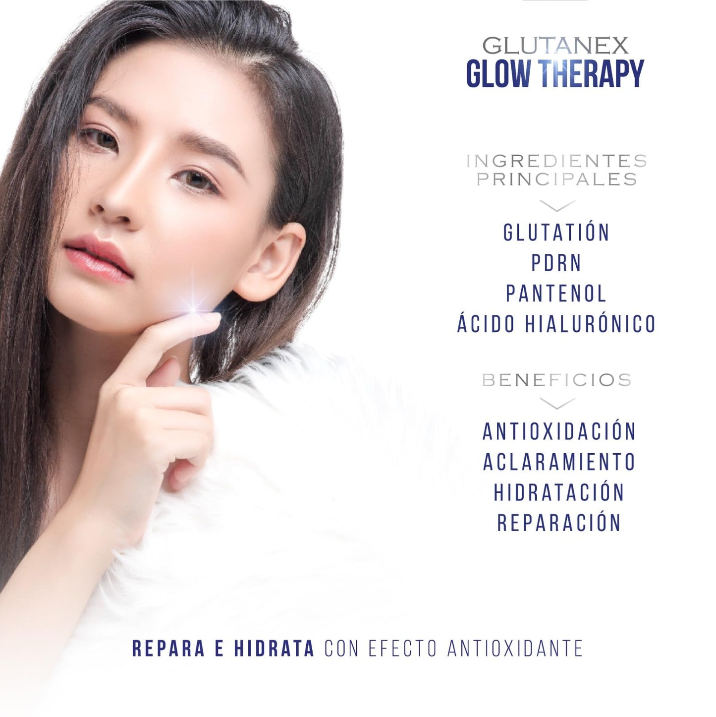 GLUTANEX™ GLOW THERAPY Serum Hidraclarante, Reparador y Antioxidante con Glutatión, PDRN de Salmón, Pantenol y Ácido Hialurónico (30ml.) De Corea Del Sur