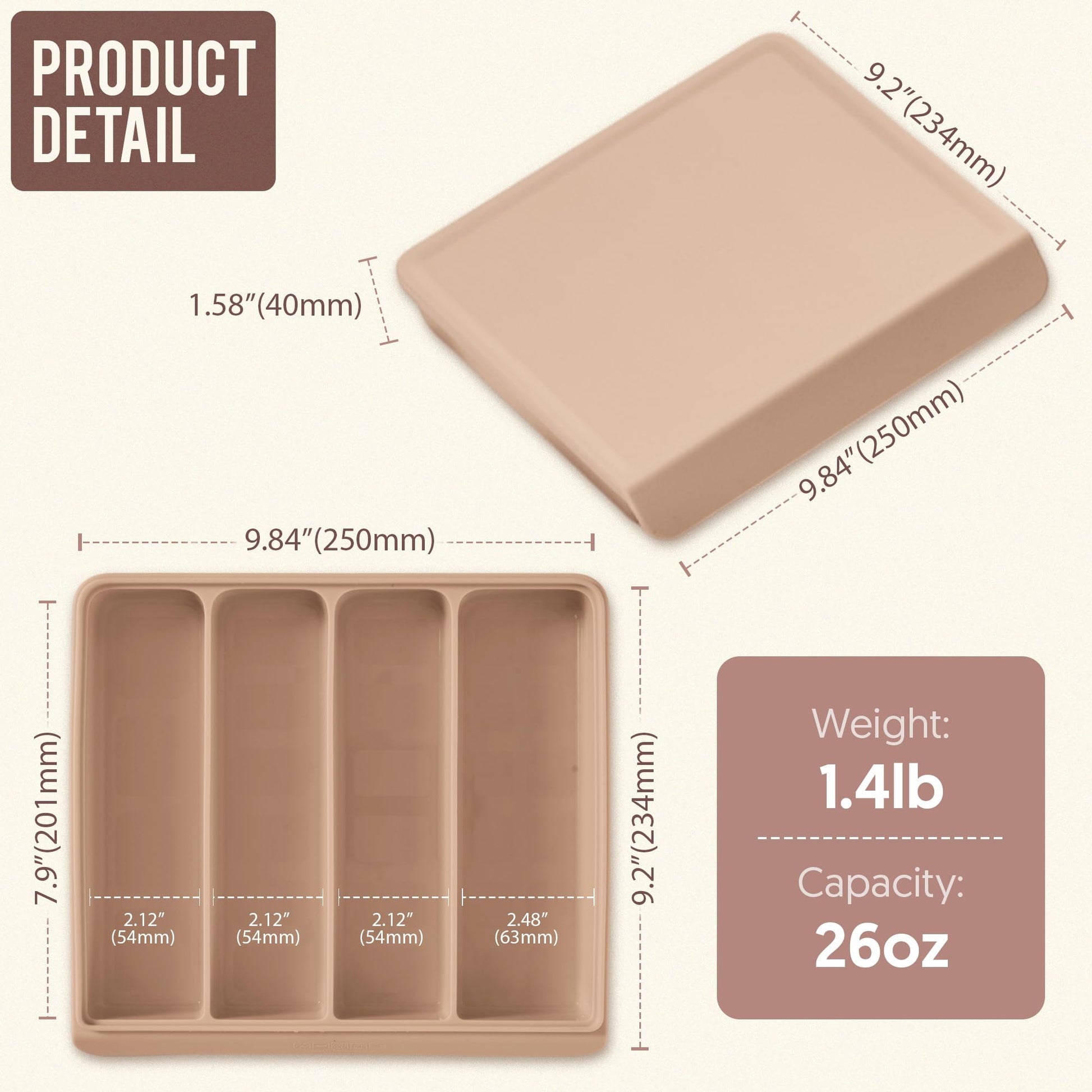 Firgi Bandeja de silicona para alimentos para bebés con tapa para congelador Corea - 26oz Recipientes apilables para preparación de comidas para puré de bebé, alimentos caseros y bocadillos - 4