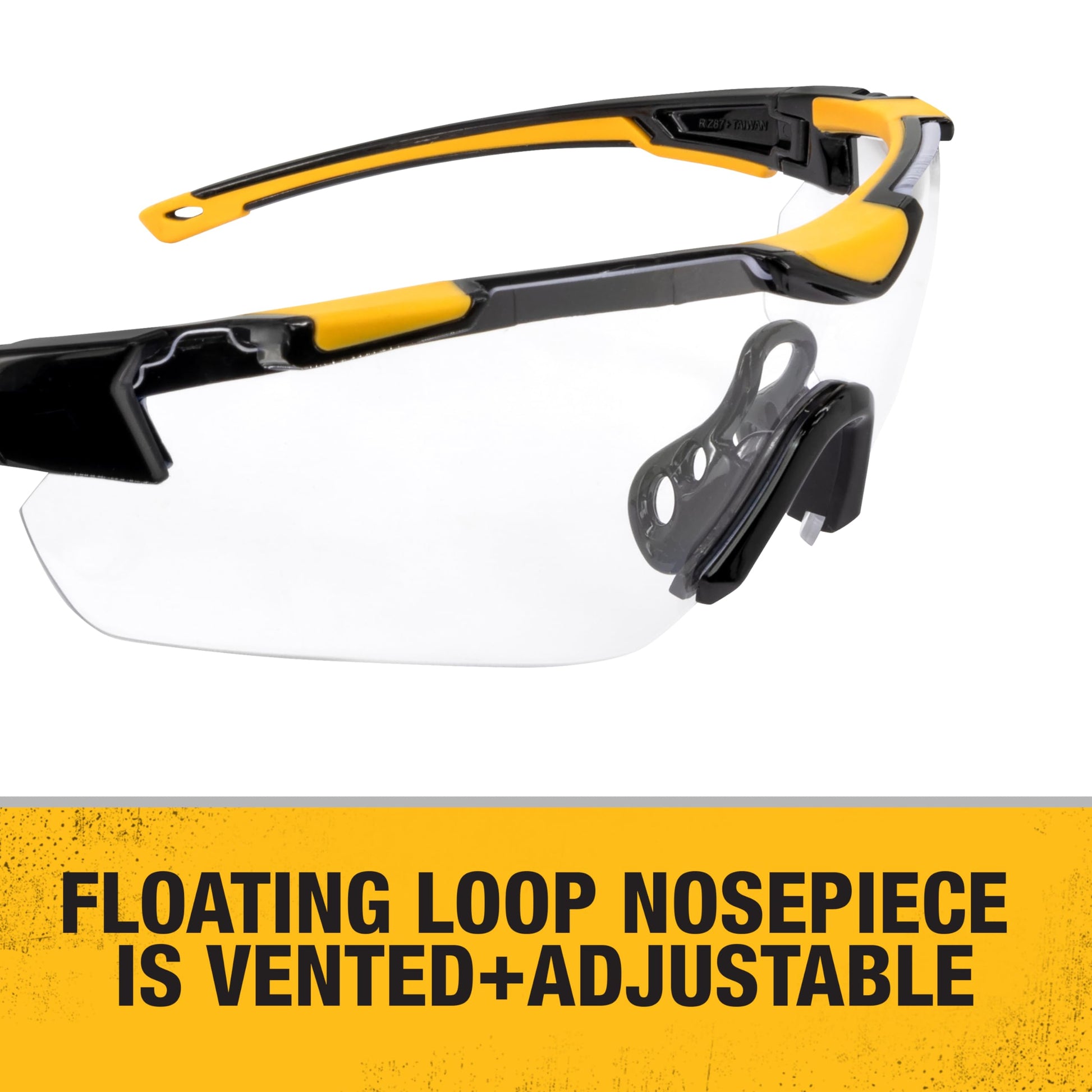 DEWALT DPG110 - anteojos protectoras unisex con marco de medio marco recortado, lente transparente de marco negro