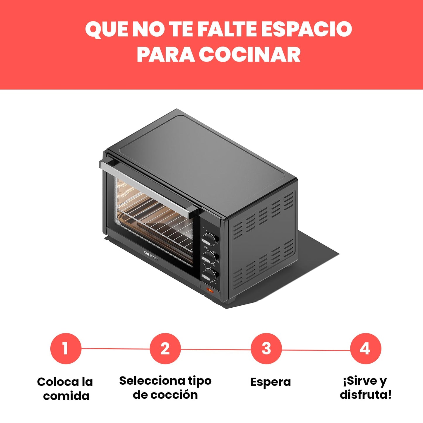 Chefman Horno De Convección Y Tostador De 45 L Negro RJ25-M45BLACK