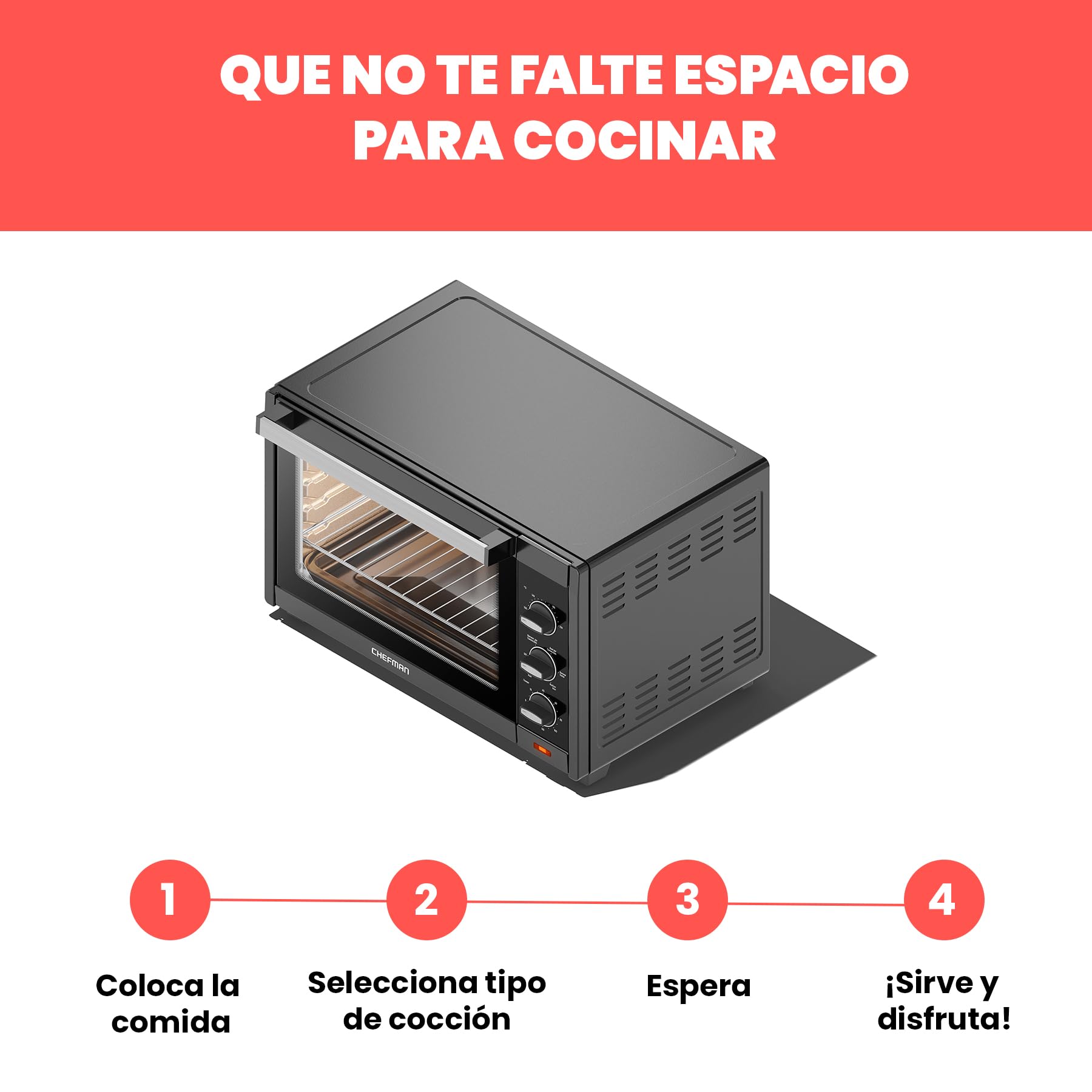 Chefman Horno De Convección Y Tostador De 45 L Negro RJ25-M45BLACK