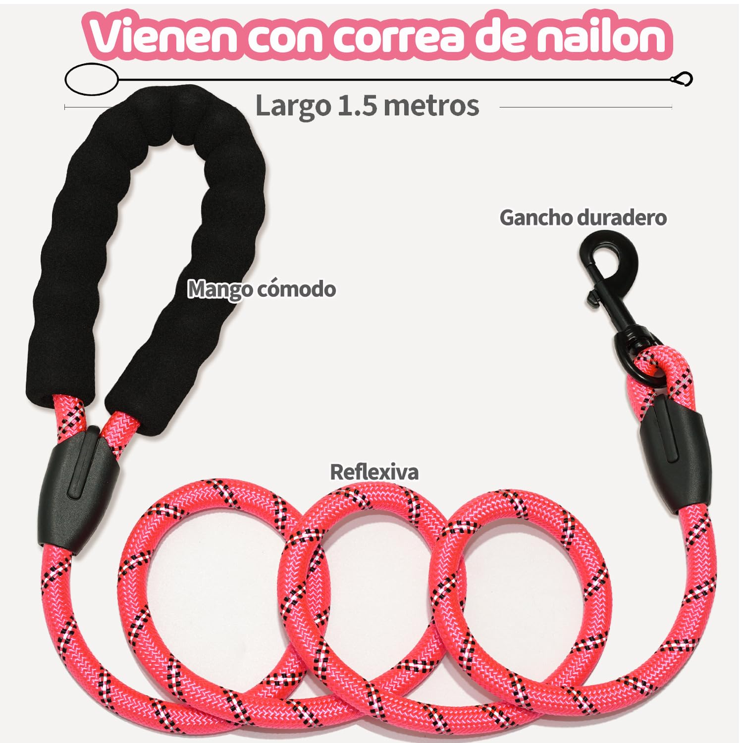 Arnés para Perro MESVIER Negro Ajustable Reflectante Transpirable con Correa 1.5m para Caminar y Entrenar