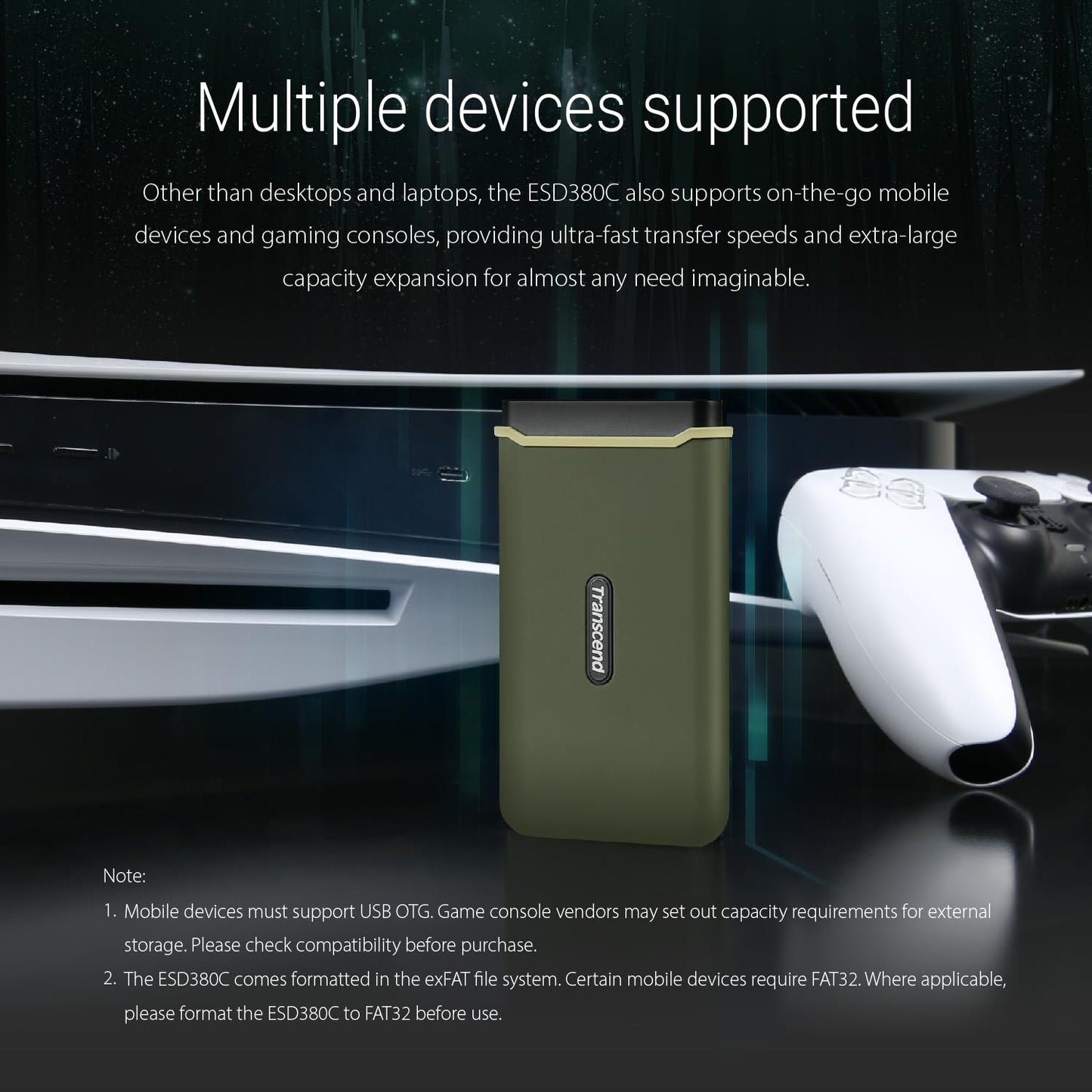 SSD Externo Transcend 2 TB Alta Velocidad Compatible con Steam Deck y Más Dispositivos
