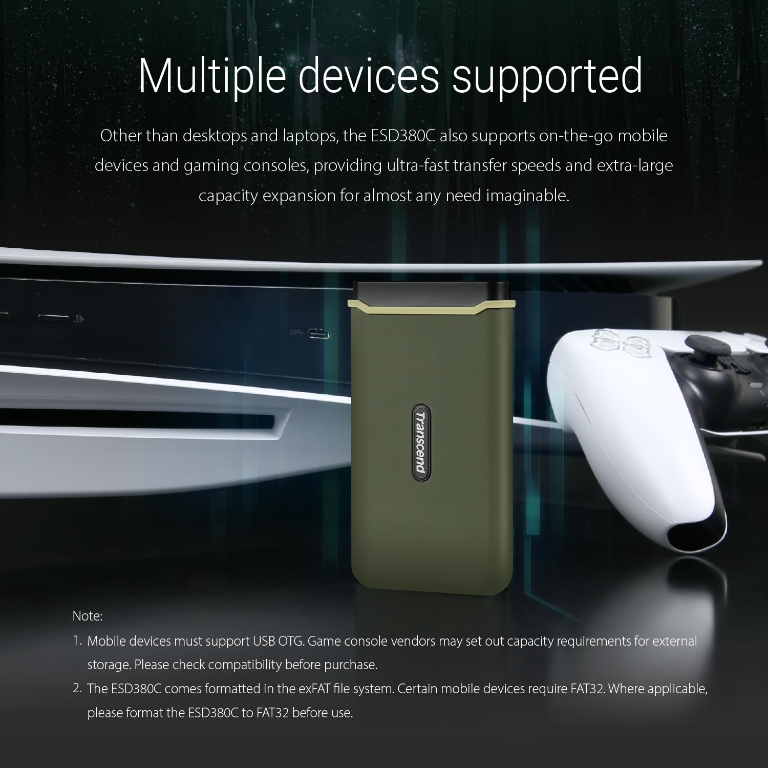 SSD Externo Transcend 2 TB Alta Velocidad Compatible con Steam Deck y Más Dispositivos