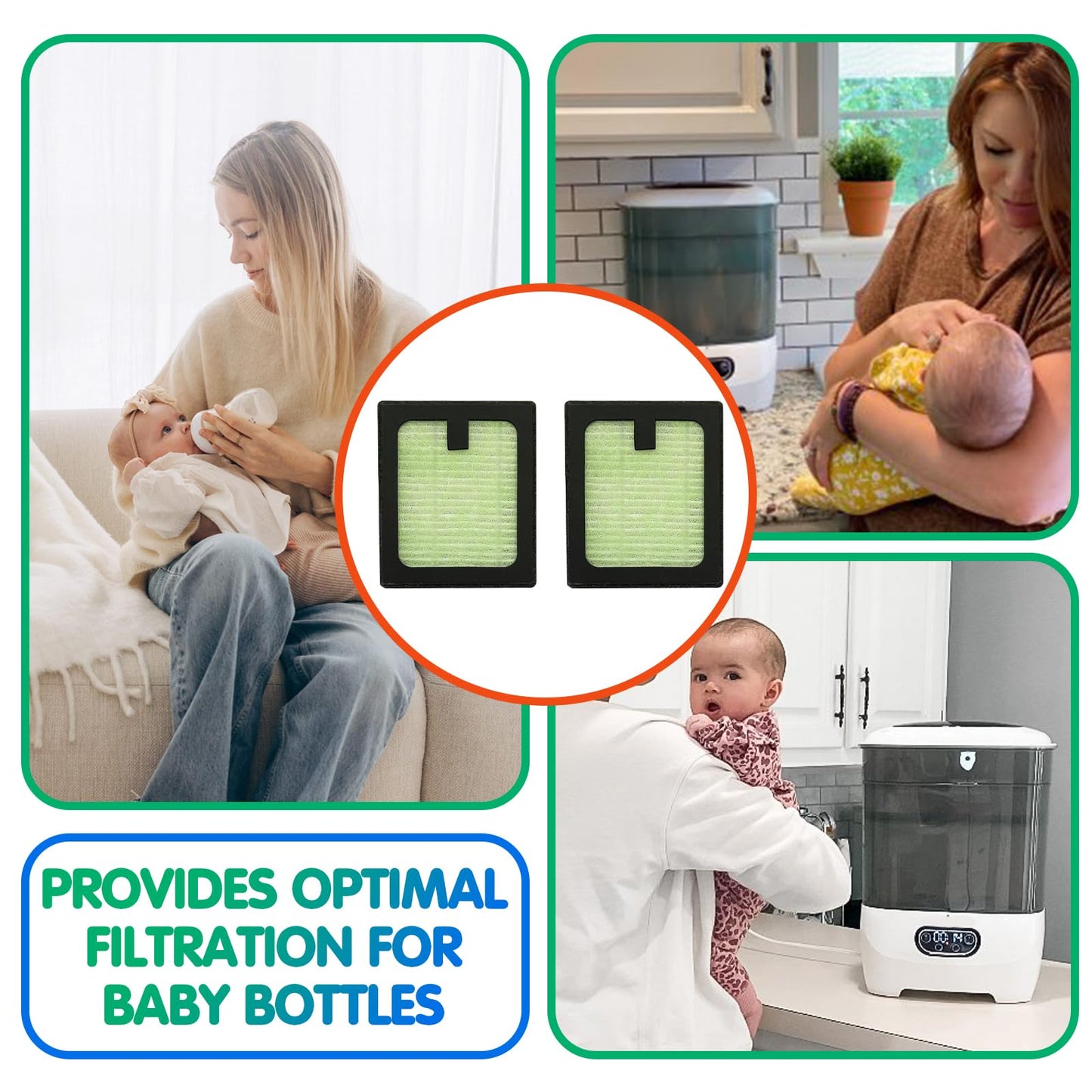 Filtros HEPA de Repuesto Brezza Avanzado para Secador de Biberones de bebé Paquete de 2