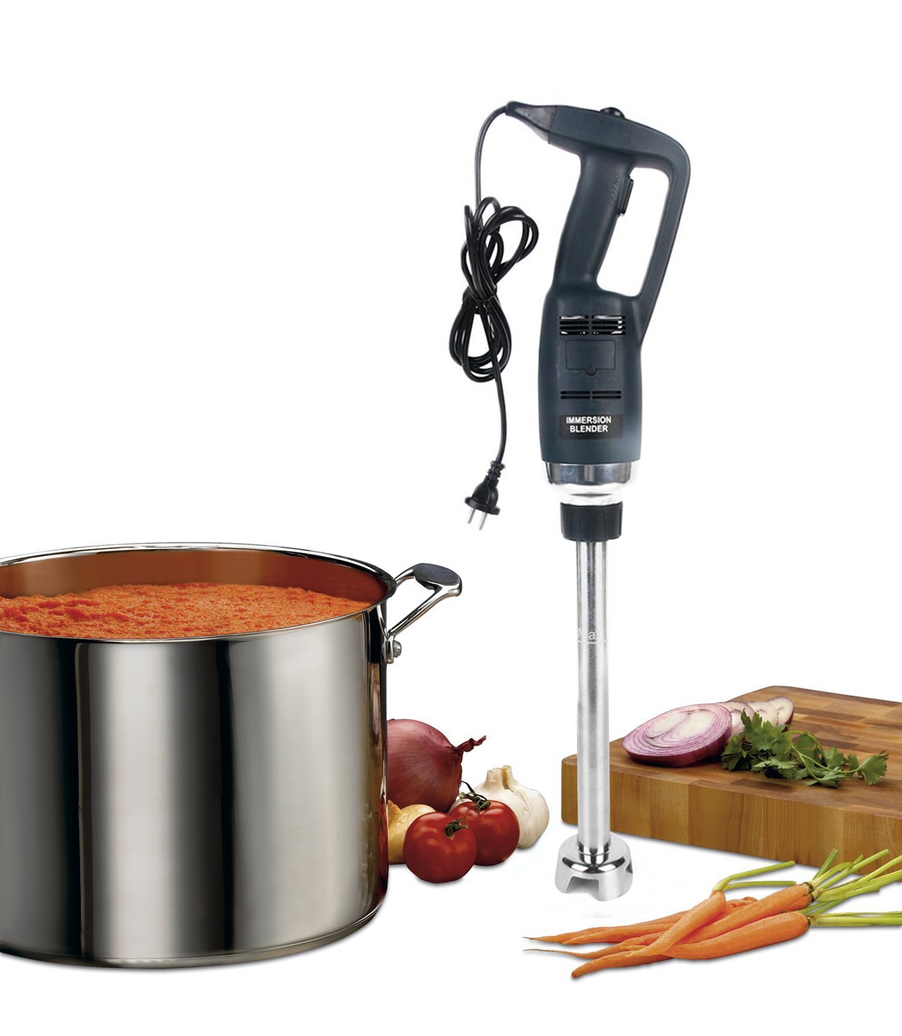 Li Bai - Mezclador de inmersión eléctrico grande Stix de mano con velocidad variable, 220 W de potencia con capacidad de 6 galones, incluye eje de acero inoxidable y cuchilla