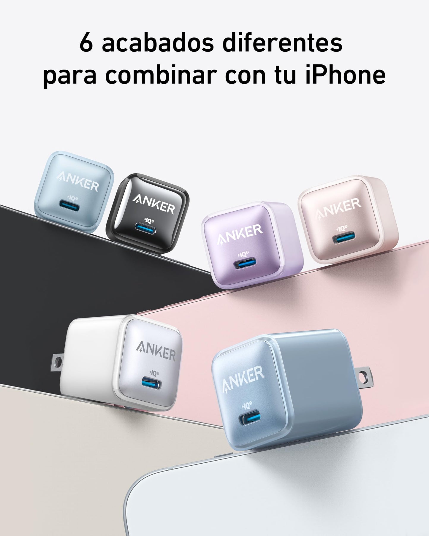 Cargador USB C Anker 20W Blanco Compacto y Rápido para iPhone, Galaxy y Pixel