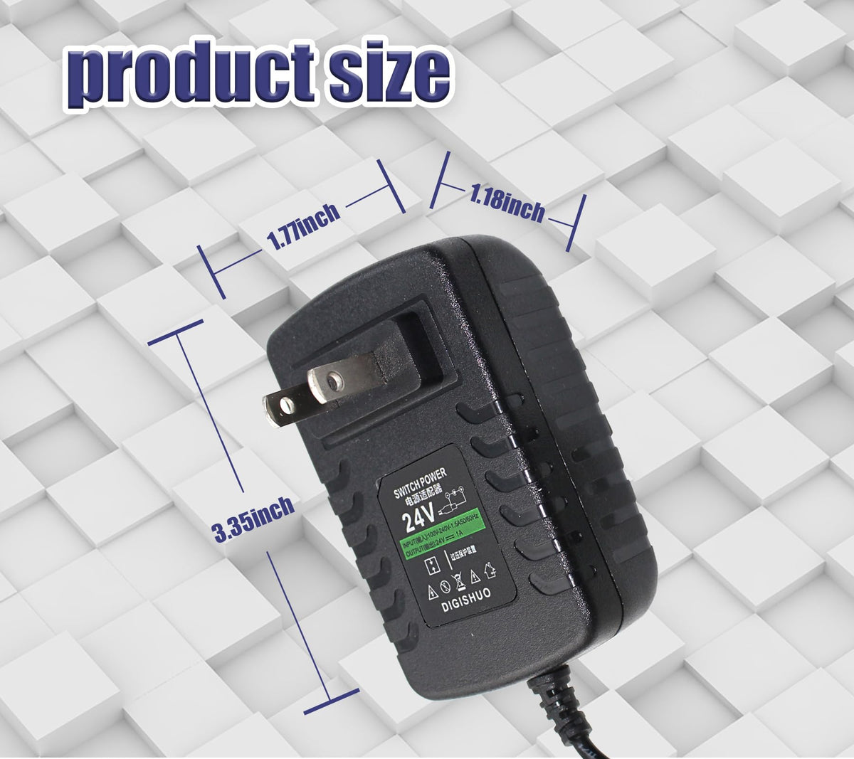 Adaptador Transformador DIGISHUO Negro 24V 1A para Tira de Luz LED y Cámara