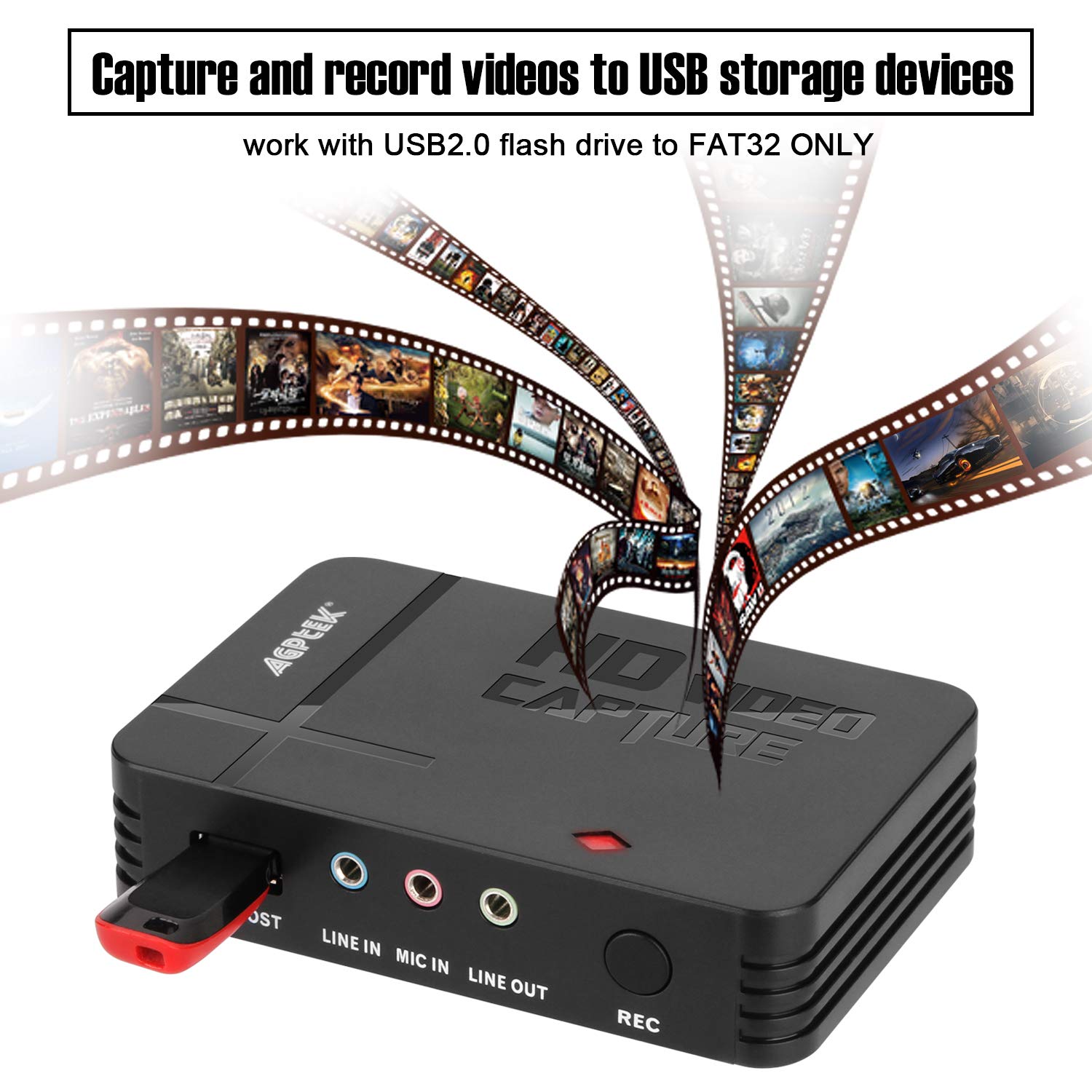 AGPtek HD Game Capture Captura de Video en HD 1080P Grabadora HDMI/YPBPR Xbox 360 y una / PS3 PS4 2016 VERSIÓN MÁS Nueva