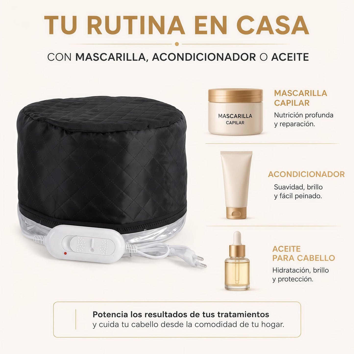 TRYXZSZ Gorro Térmico para Cabello, 3 Niveles, Apagado Automático 20 Min