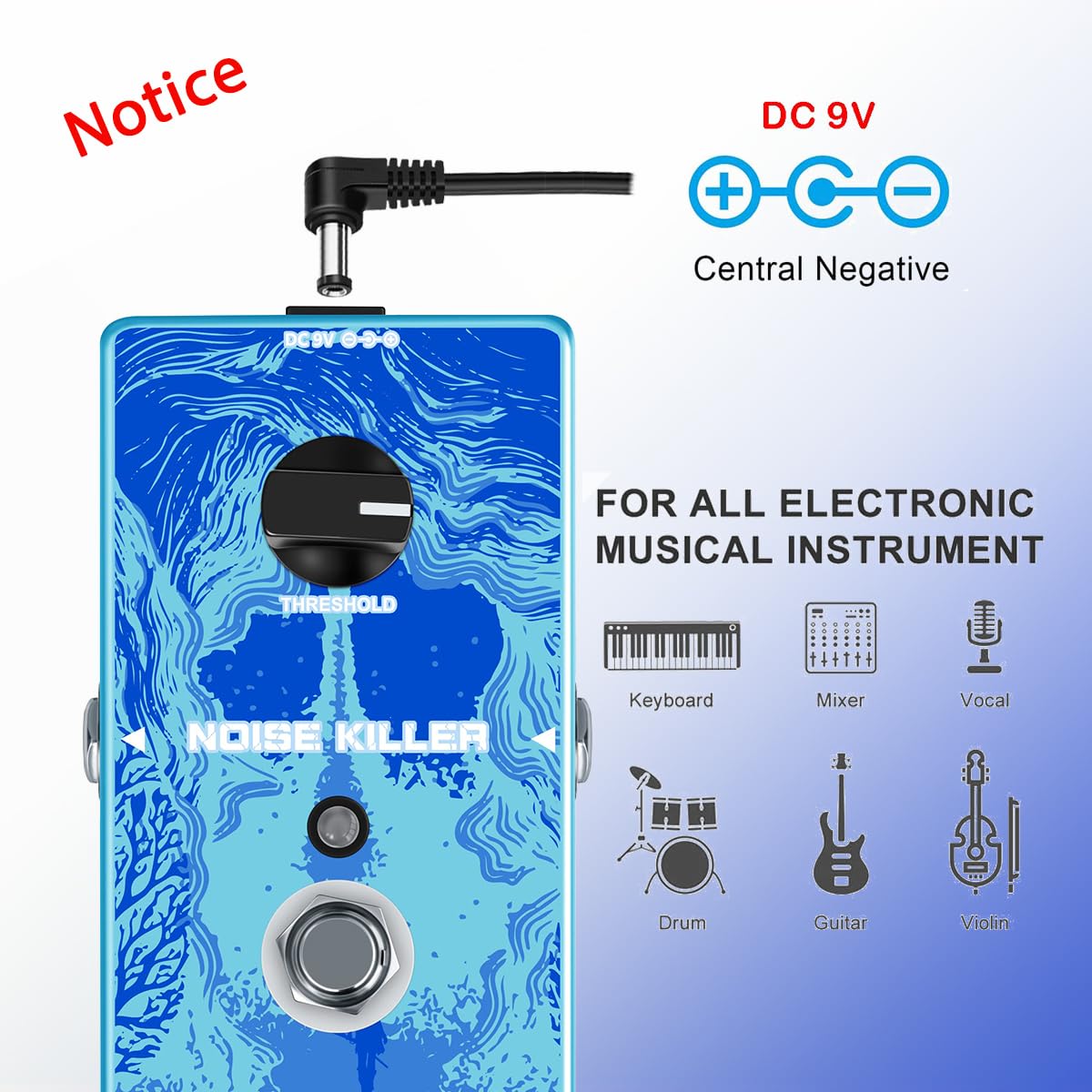 Pedal de Reducción de Ruido Rowin Noise Killer para Guitarra True Bypass Tamaño Completo
