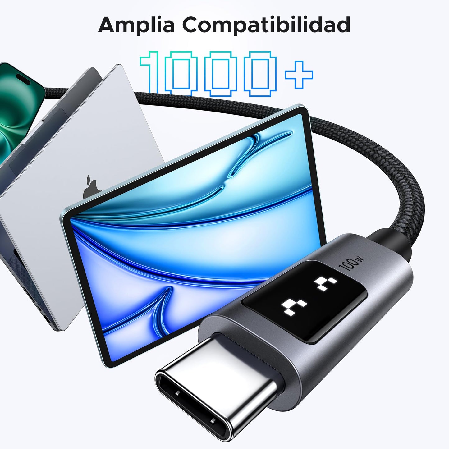 UGREEN UNO Cable USB C a USB C 100W (5A/20V) Tipo C PPS Carga Rápida PD 3.0 Pantalla Compatible con M4 MacBook Pro Air, iPad 2024, iPhone Air 17 16 15, Galaxy S25 S24 Ultra, Pixel 10 9 8, 0.5M, Negro