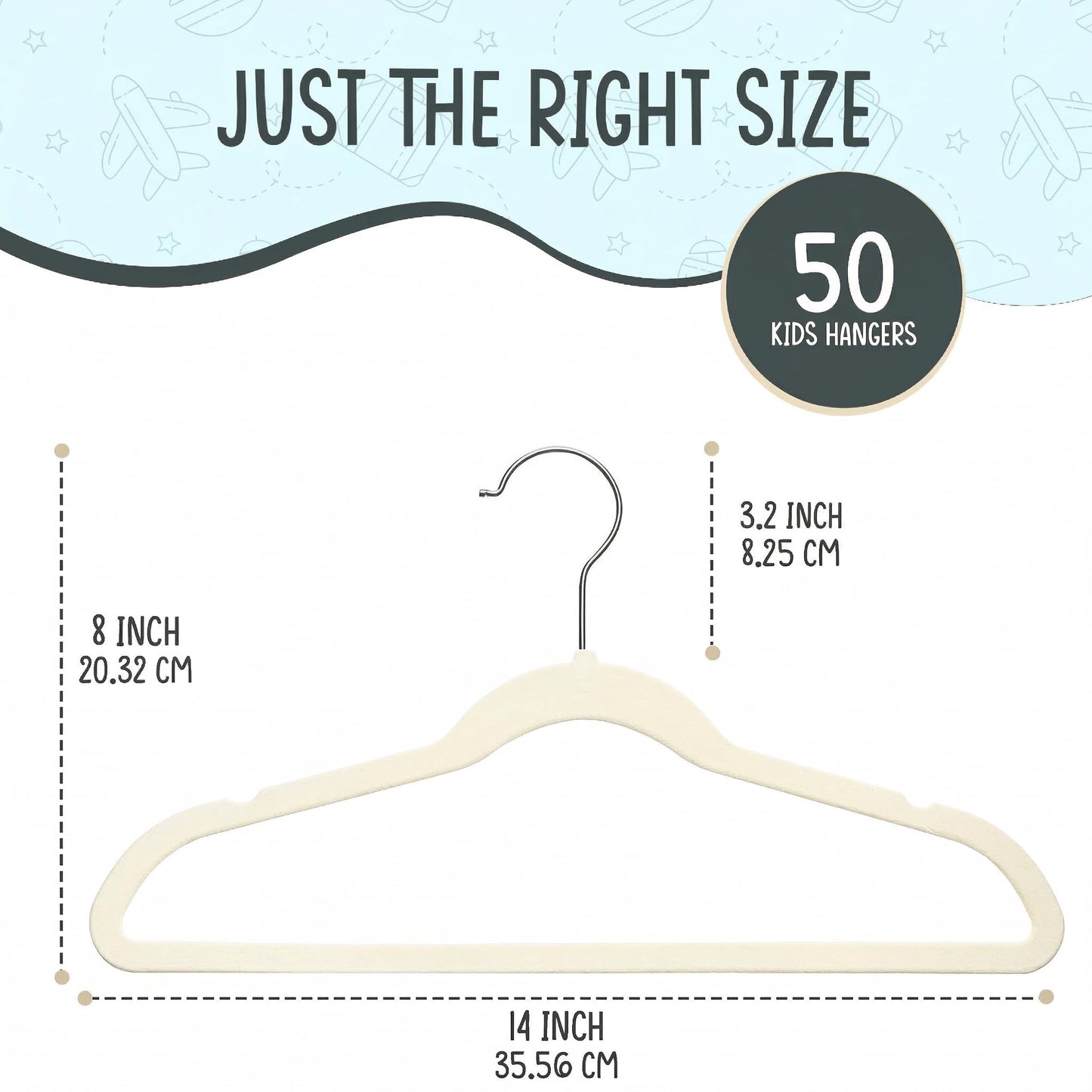 TechZoo 50 perchas de terciopelo premium para bebé - 30 cm antideslizantes, ultradelgadas y que ahorran espacio para armarios de niños - gancho giratorio de 360°, perchas fuertes y duraderas para ropa