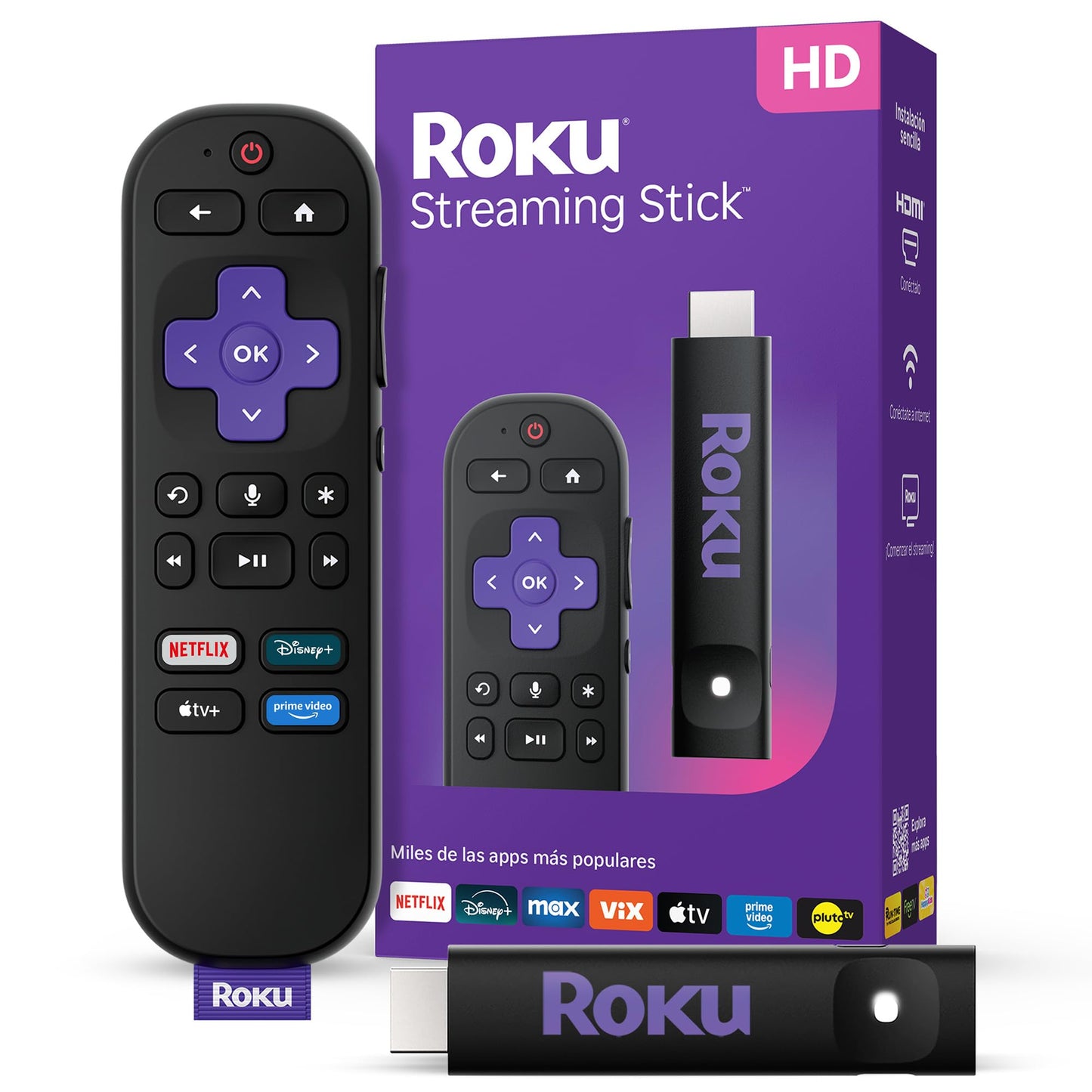 Dispositivo de Streaming Roku HD 2025 con Control Remoto por Voz para TV en Vivo y Gratis