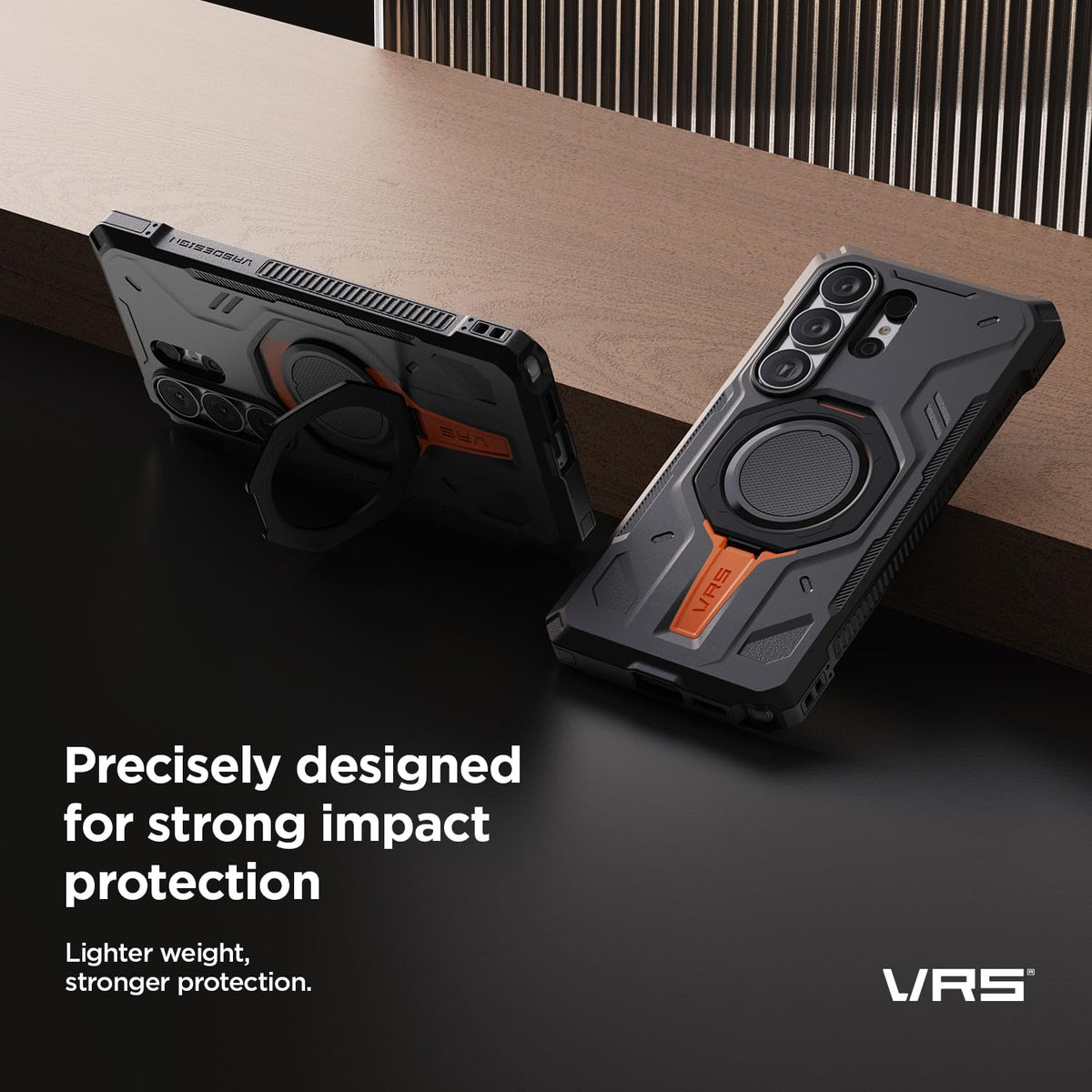 Funda Protectora VRS DESIGN Negro Digital Resistente a Golpes con Soporte de Anillo Magnético para Samsung Galaxy S26 Ultra
