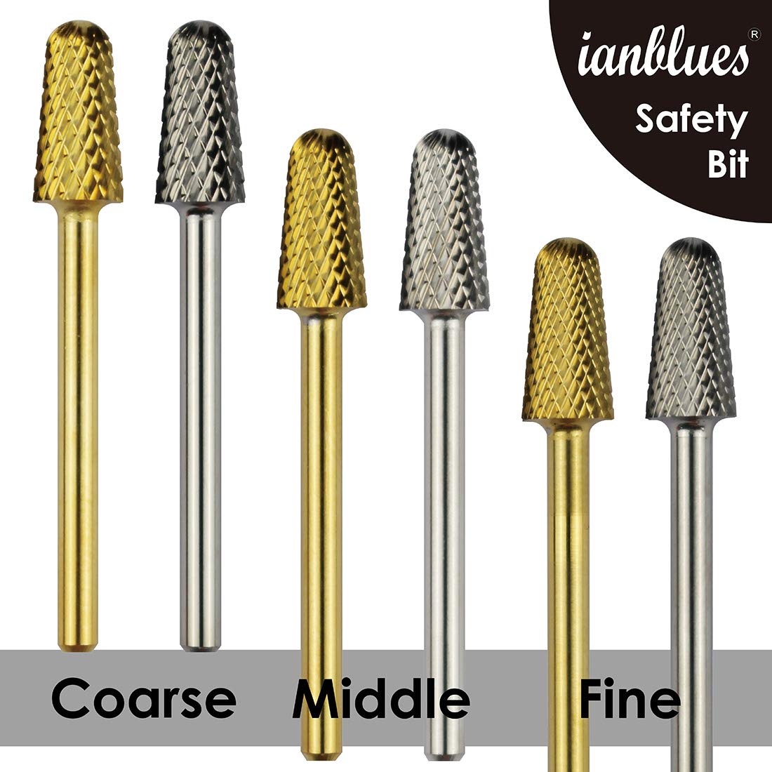 Brocas de Seguridad para Taladro de Uñas Middle-M Plateado para Máquina de Manicura Eléctrica