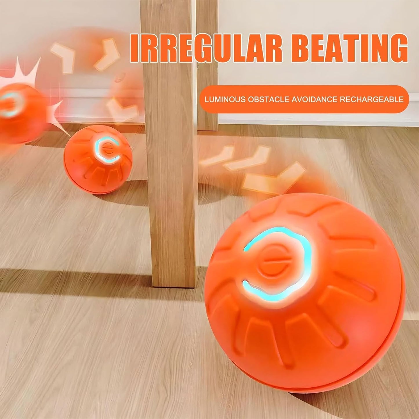 LJ-CL Pelota de Juguete para Perros Inteligente,USB Rechargeable Durable Motion Dog Toys Automatic Rolling Ball Toys for Puppy/Small/Medium/Large Dogs (Naranja)