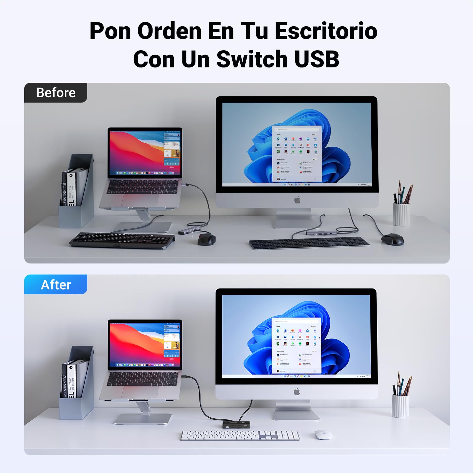 Selector USB 2.0 UGREEN Negro 2 Entradas 4 Salidas para Compartir Dispositivos