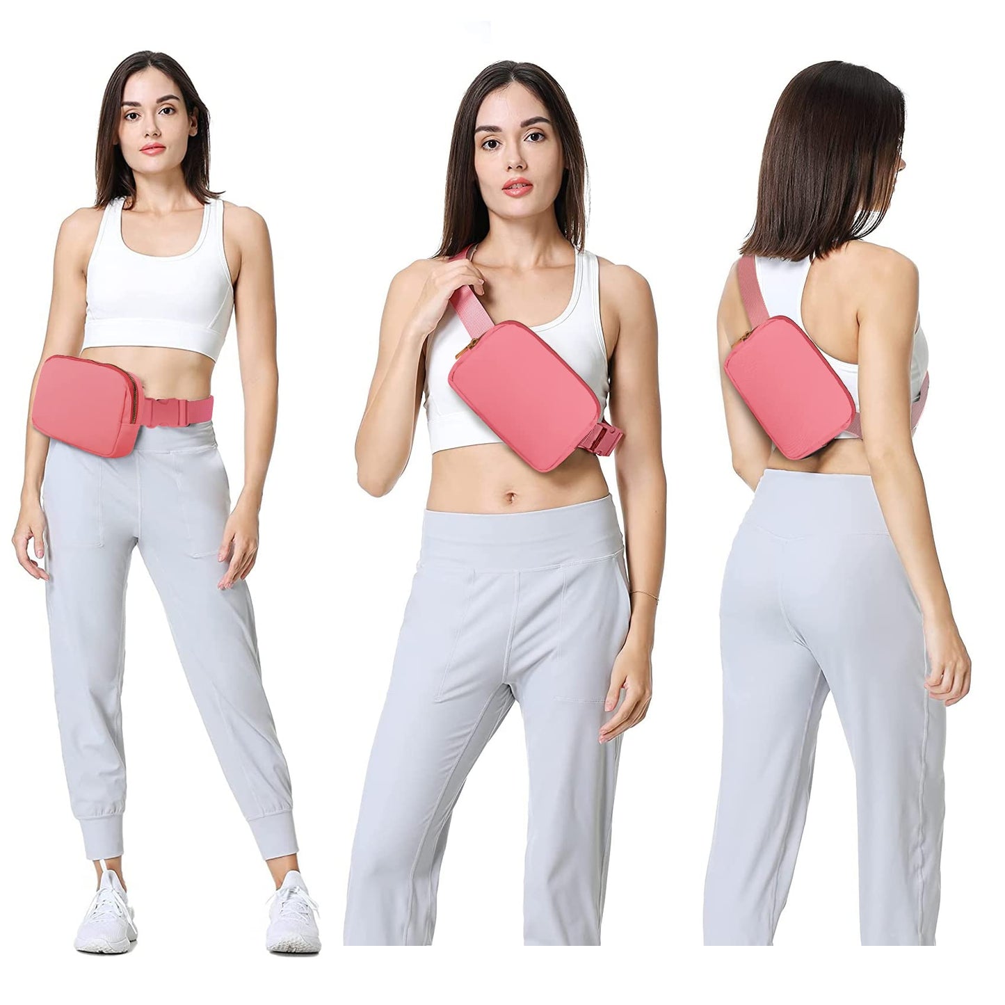 Riñonera VOROLO Rosado Oscuro con Correa Ajustable para Mujeres y Hombres