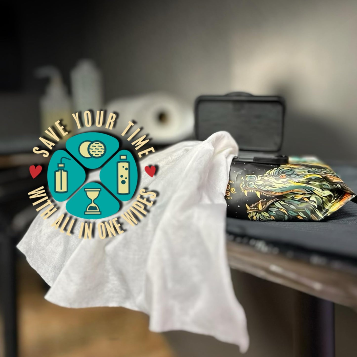 CleanSkin [20 unidades] Toallitas de jabón biodegradables de gran tamaño de color verde para tatuajes, toallitas de fibra de bambú para tatuajes, kit para tatuajes | Sin alcohol ni fragancias, sin