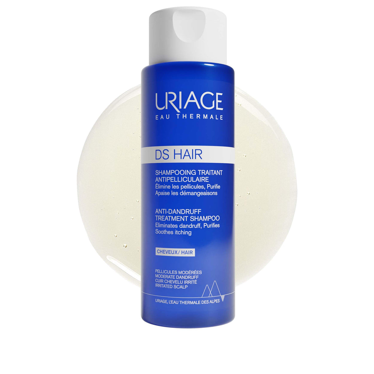 Uriage DS Shampoo Caspa moderada con Piroctona Olamina 200ml - Elimina la Caspa Seca y Grasa, Reduce la Sensación de incomodidad. Deja el Cabello Brillante y de aspecto saludable - Champú Espuma Cremosa, Aroma Fresco y Floral - Sin Jabón
