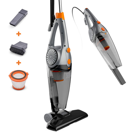 BLACK+DECKER Aspiradora Vertical, Gris metálico con Naranja