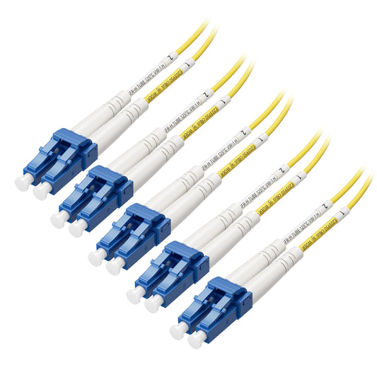 Cable de Conexión de Fibra Óptica Monomodo LC a LC Duplex Cable Matters Amarillo 2 m Pack de 5
