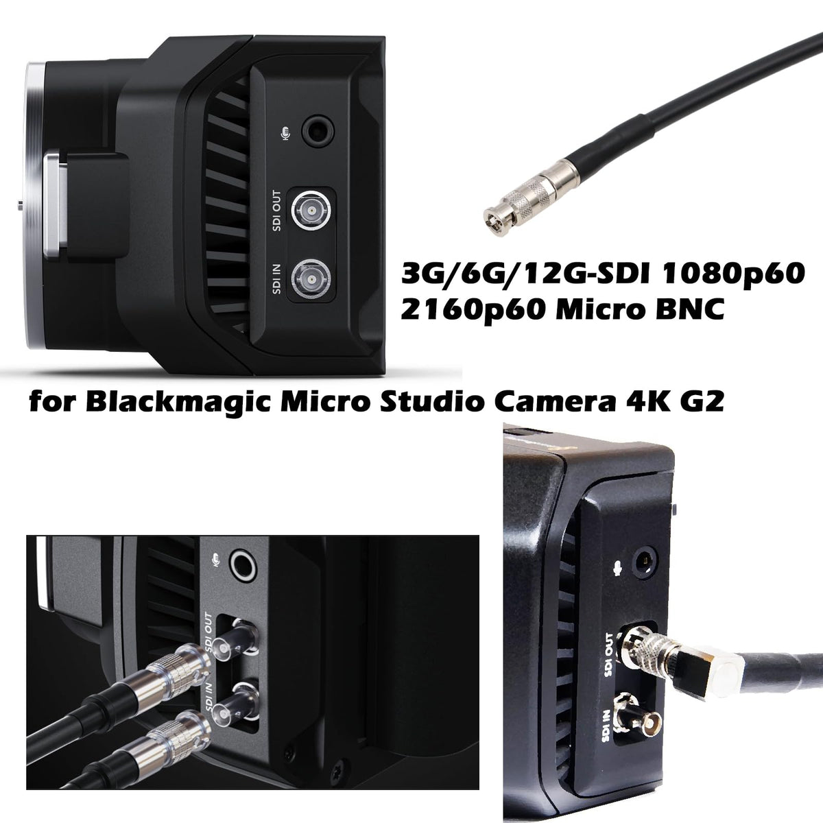 Cable de Video 4K 12G SDI HangTon Negro, HD Micro BNC a BNC Estándar para Blackmagic Video Assist de 5 Pulgadas y Cámara Micro Studio 4K G2