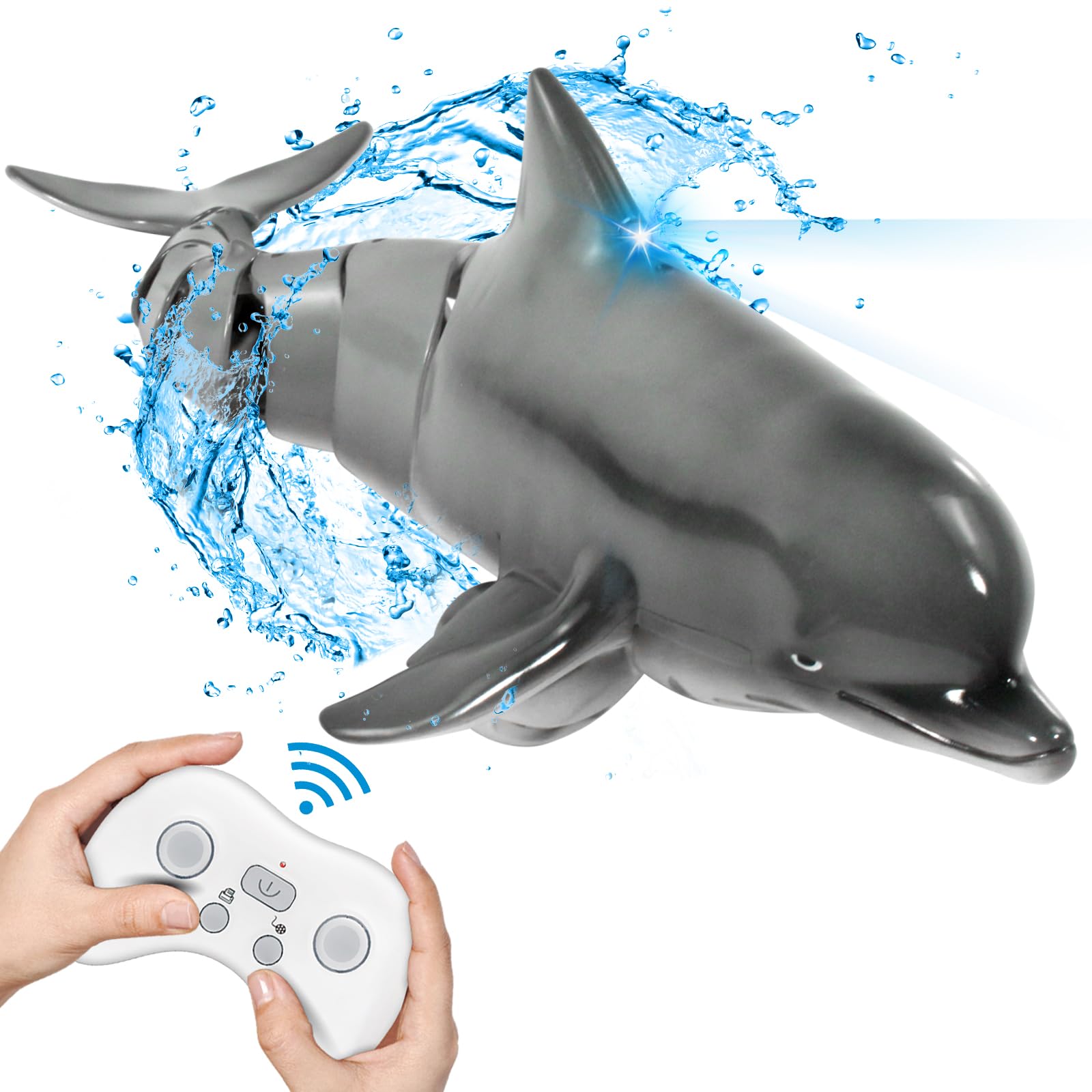 Control remoto de tiburón delfín, juguetes de piscina de agua para niños de 8 a 12 años, 2.4G de simulación alta delfines oceánicos con luz, juguetes de baño para niños y niñas de 6 años