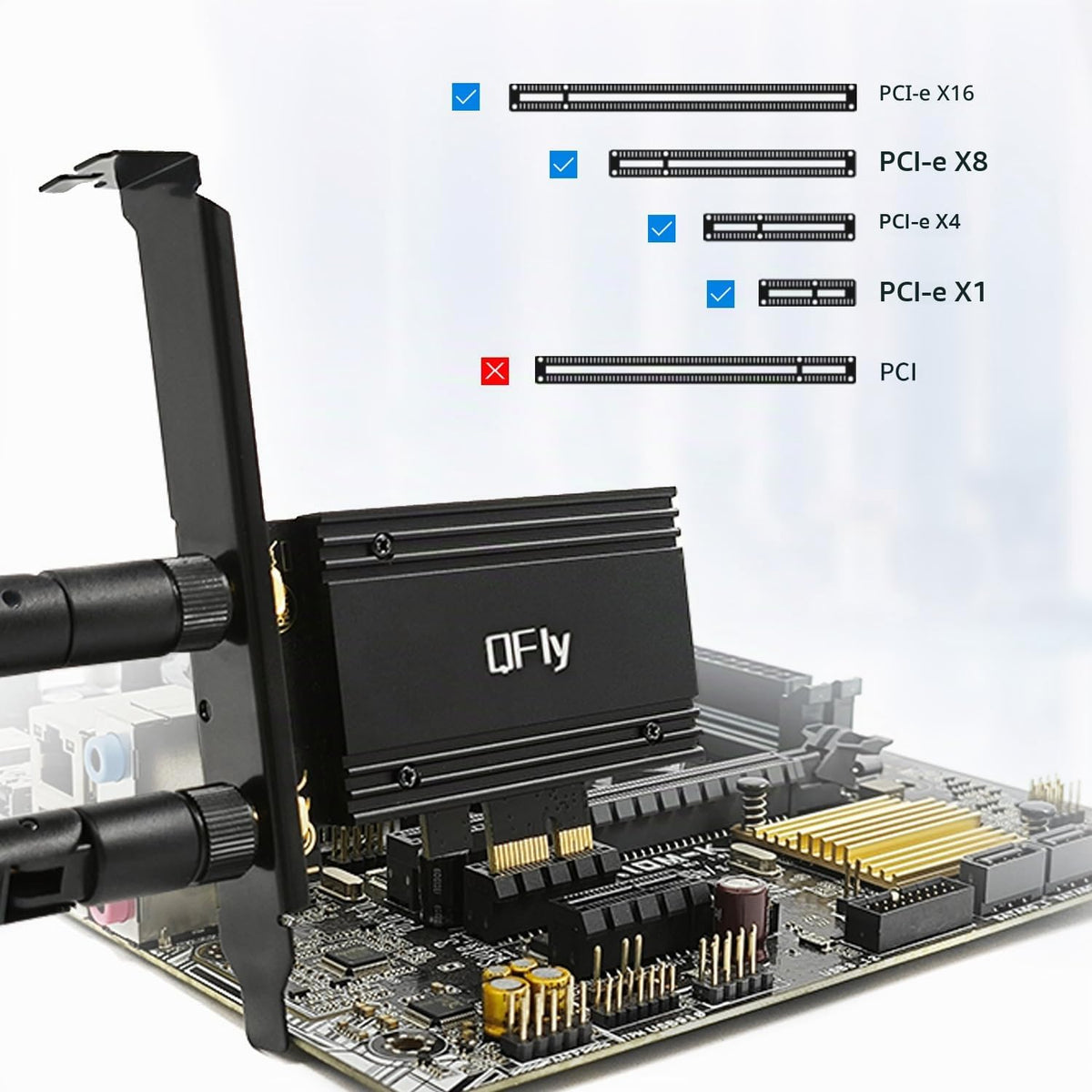 Tarjeta WiFi PanShi Tri-Band 5400Mbps WiFi 6E 6GHz PCIe BT 5.2 AX210 WLAN inalámbrico con MU-MIMO y OFDMA Compatible con Windows 10/11