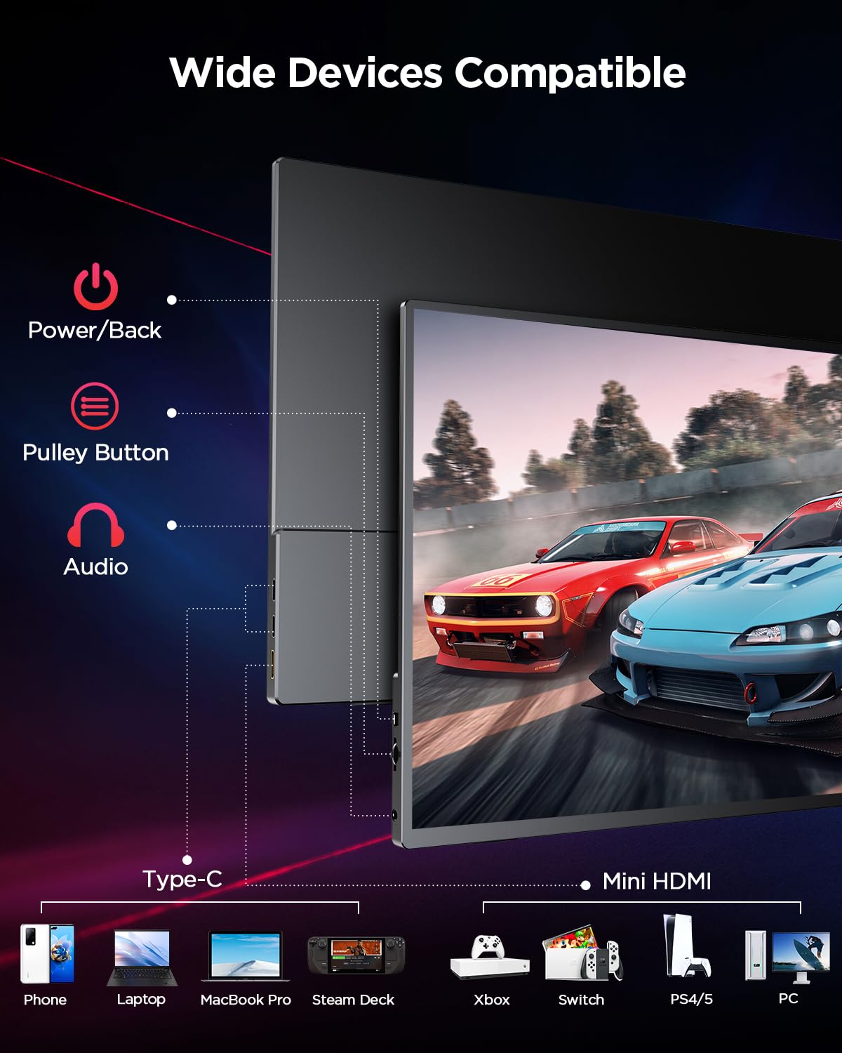 Monitor Portátil UPERFECT Mate 2K 120Hz para Juegos de 16 Pulgadas con HDR FreeSync y Cuidado de los Ojos